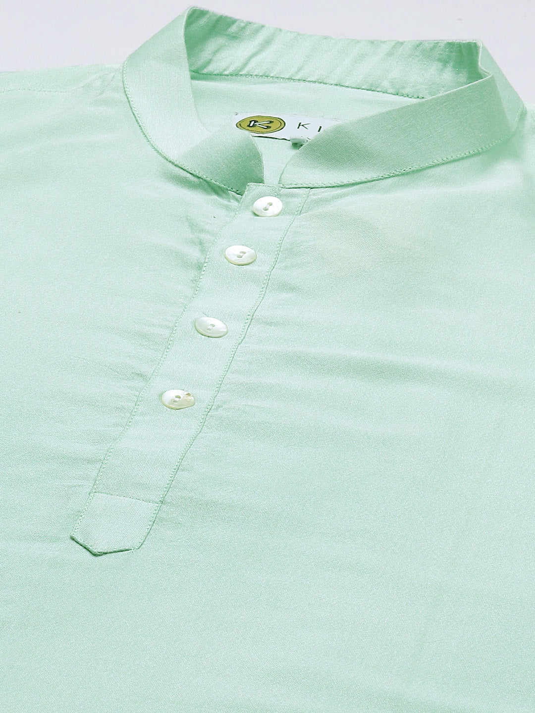 Mint Green Silk Blend Kurta Churidar Set - Image 4