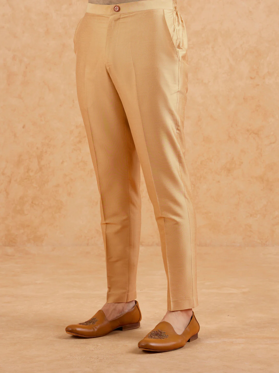 Beige Blended Solid Trouser - Image 3
