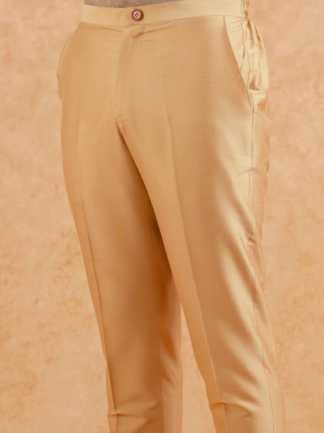 Beige Blended Solid Trouser - Image 5
