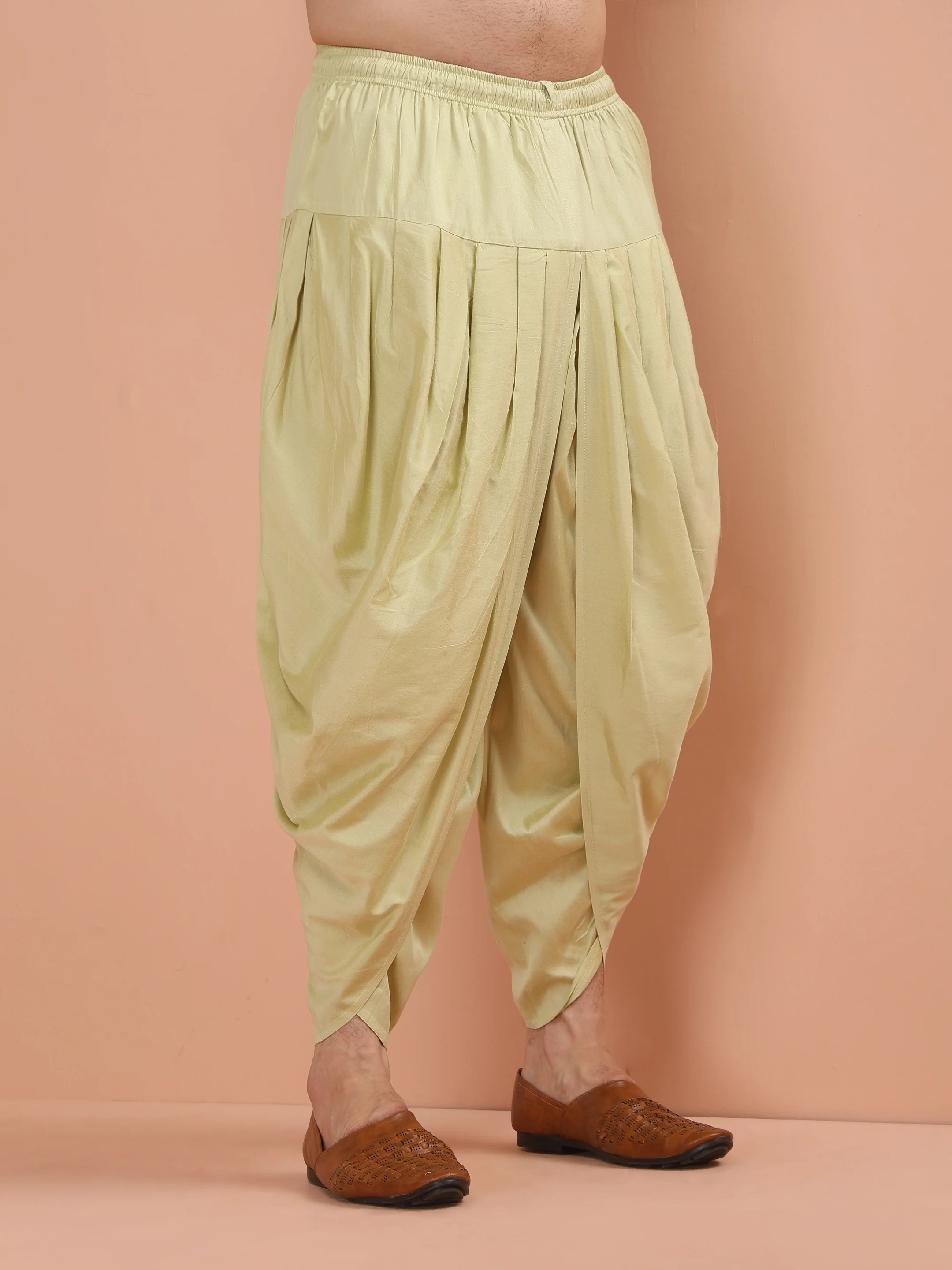 Beige Cotton Blend Printed Kurta Dhoti Set - Image 6