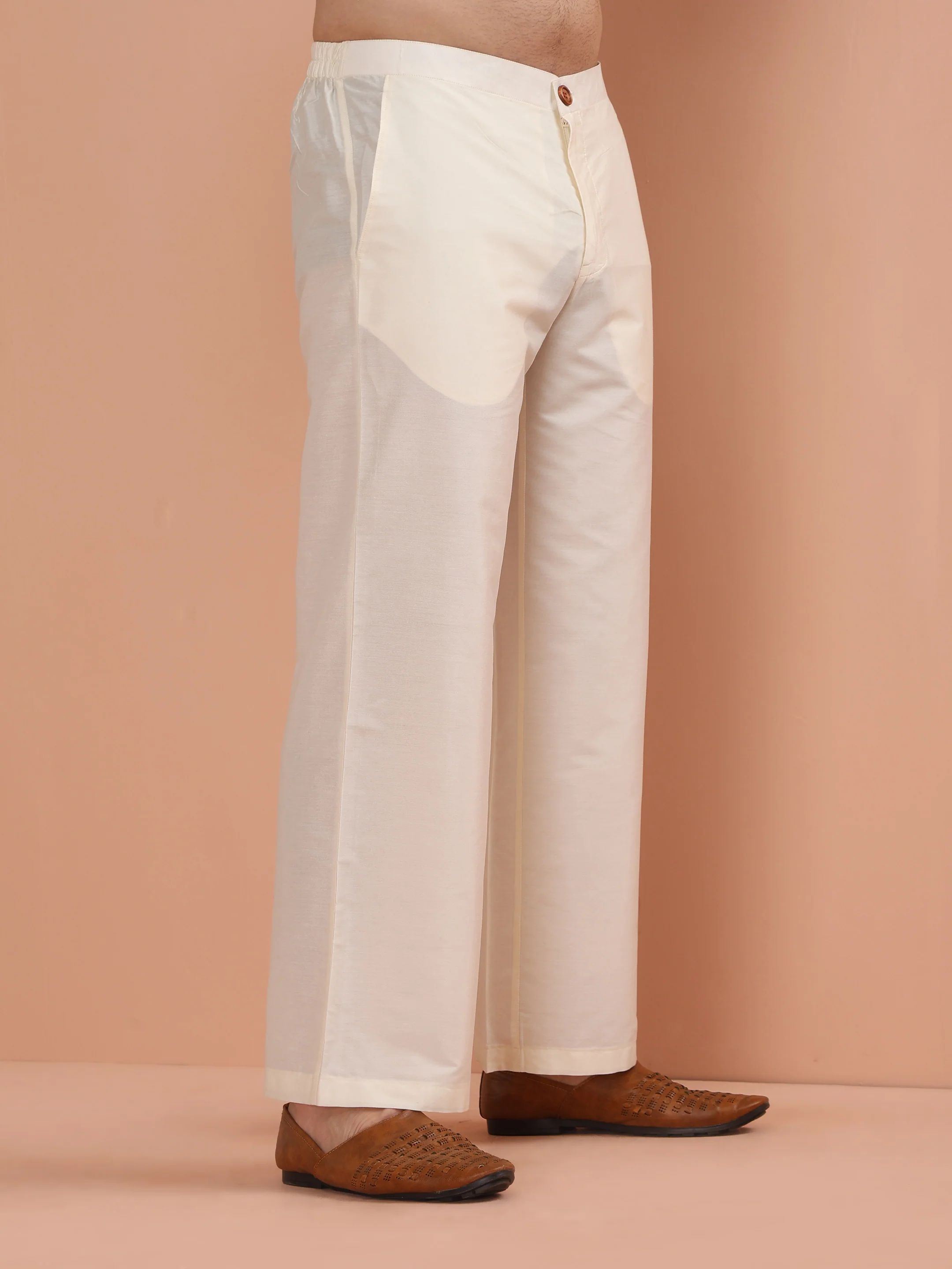 Beige Front-Open Short Sherwani Set - Image 6