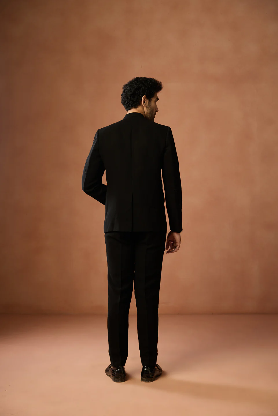 Black Silk Blend Embroidered Bandhgala - Image 4