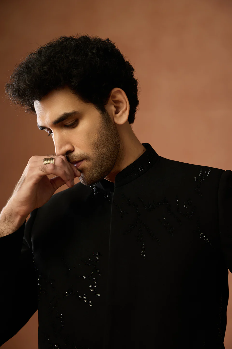 Black Silk Blend Embroidered Bandhgala - Image 5