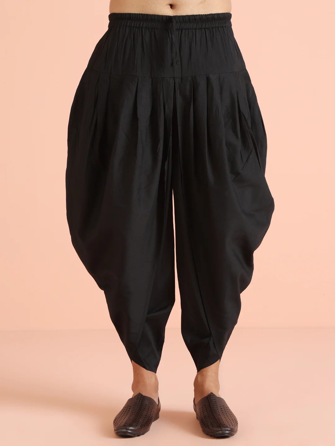 Black Cotton Blend Embroidered Kurta Dhoti Set - Image 6