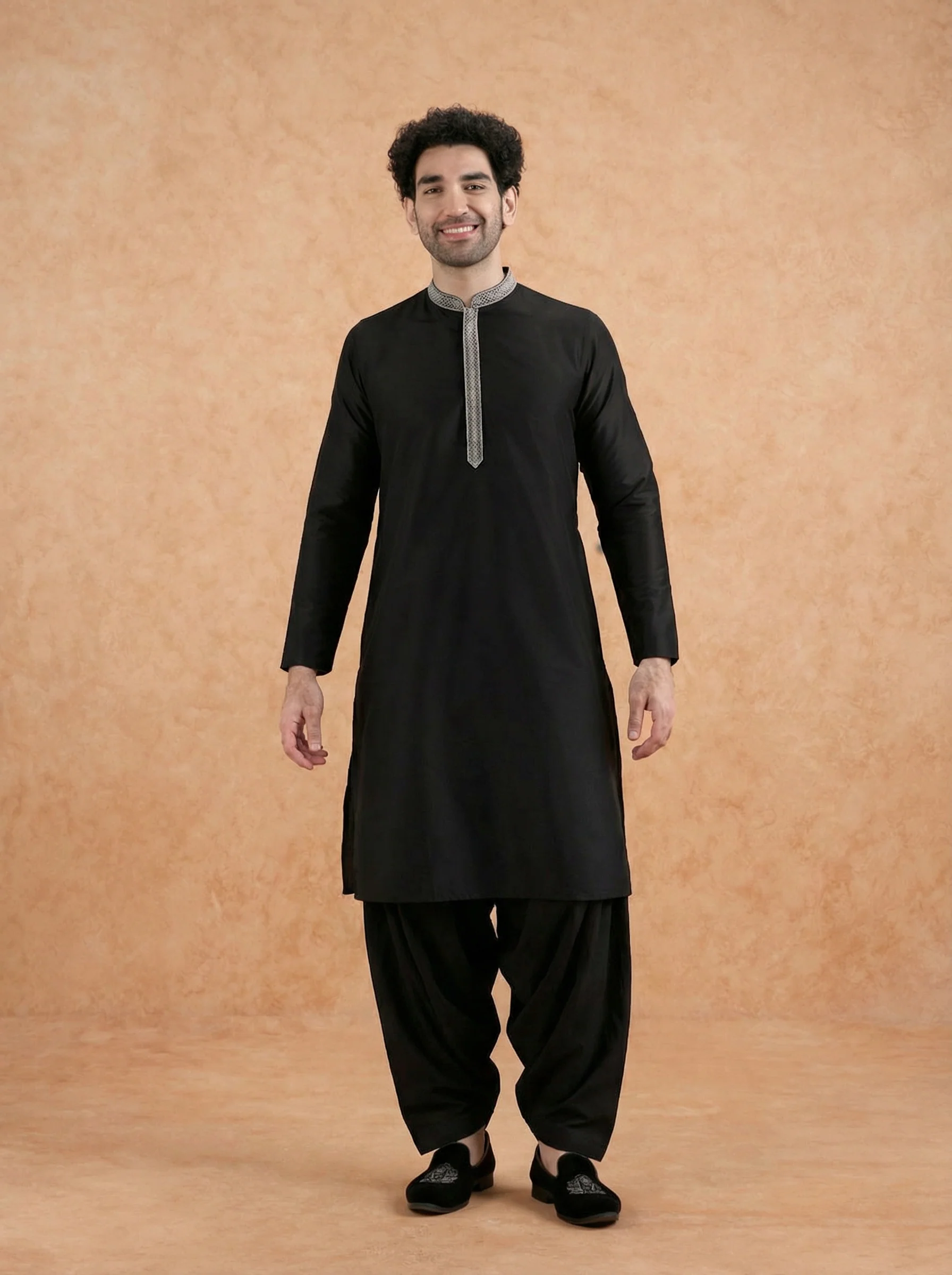 Black Cotton Blend Solid Kurta Patiyala Set - Image 7