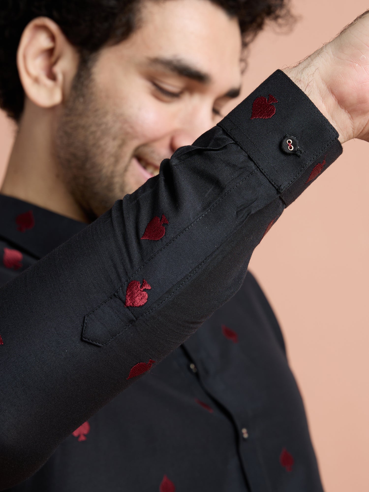 Black Cotton Embroidered Pathani Kurta Patiyala Set - Image 8