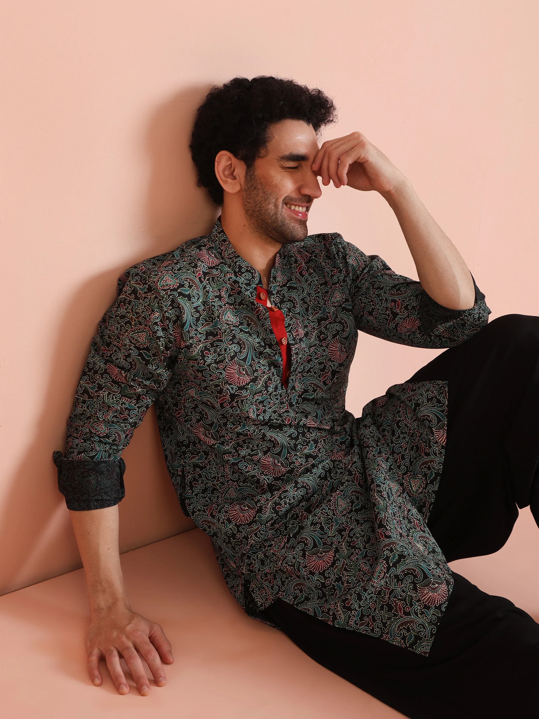 Black Cotton Printed Kurta Patiyala Set - Image 8