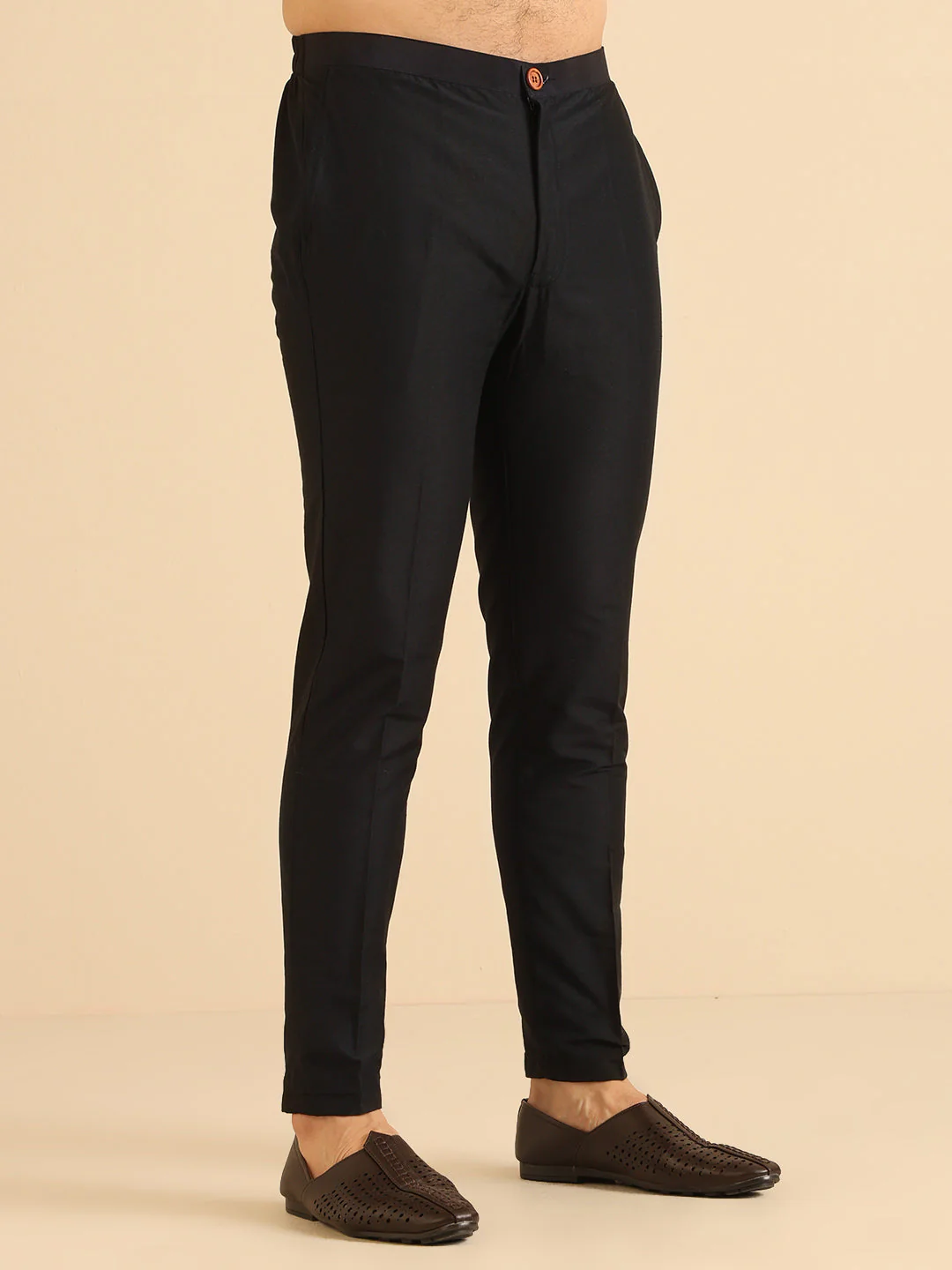 Black Cotton Silk Burgundy Textured Nehru Jacket Kurta Trouser - Image 7