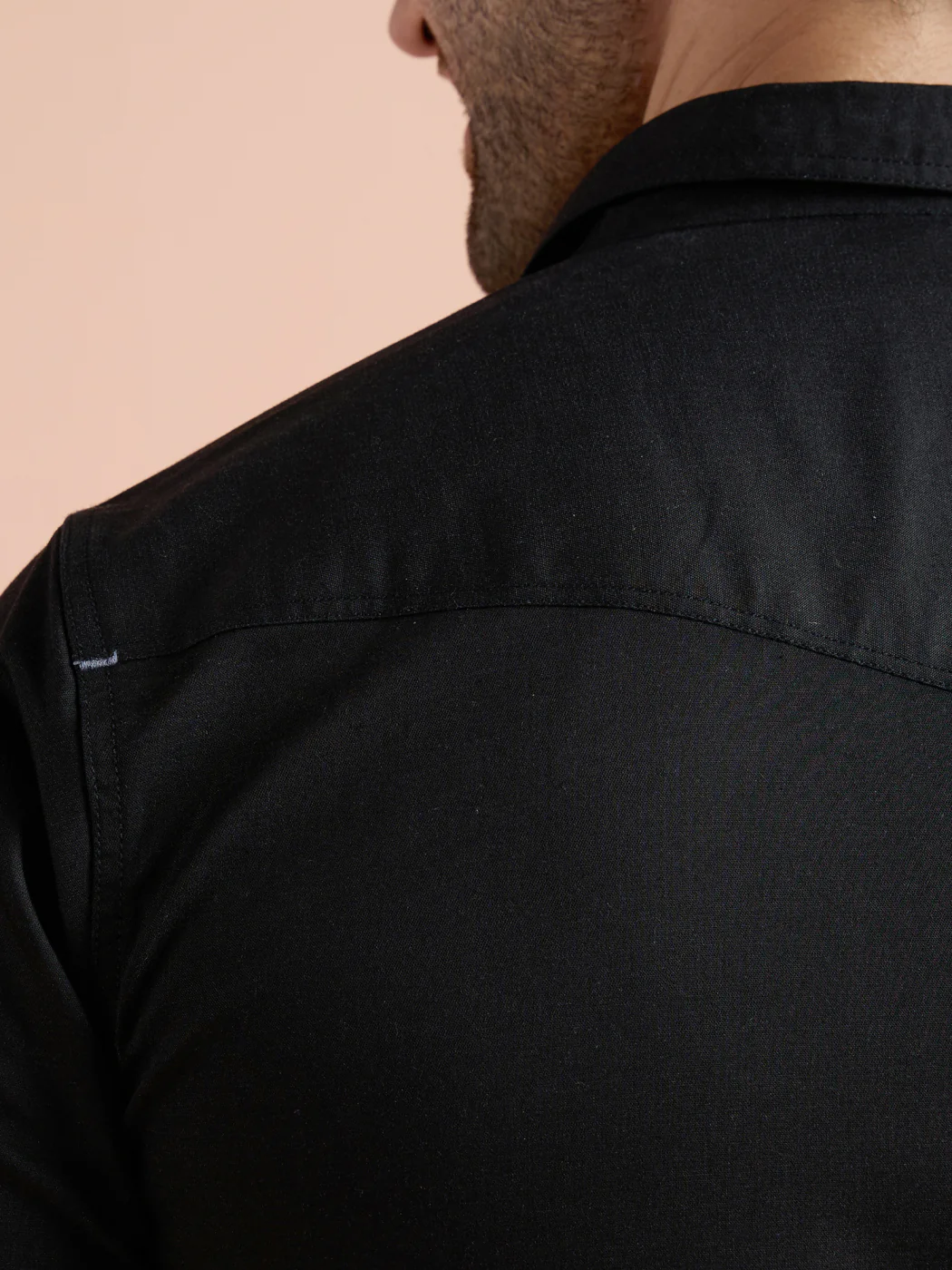 Black Denim Solid Pathani Kurta - Image 7