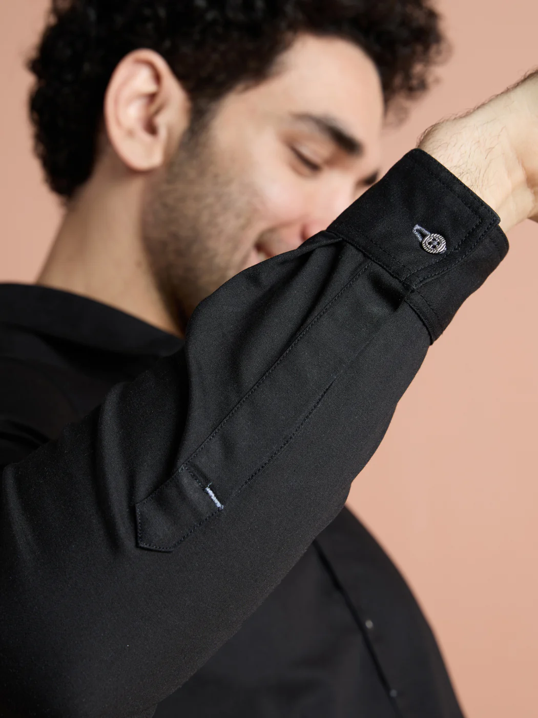 Black Denim Solid Pathani Kurta - Image 8