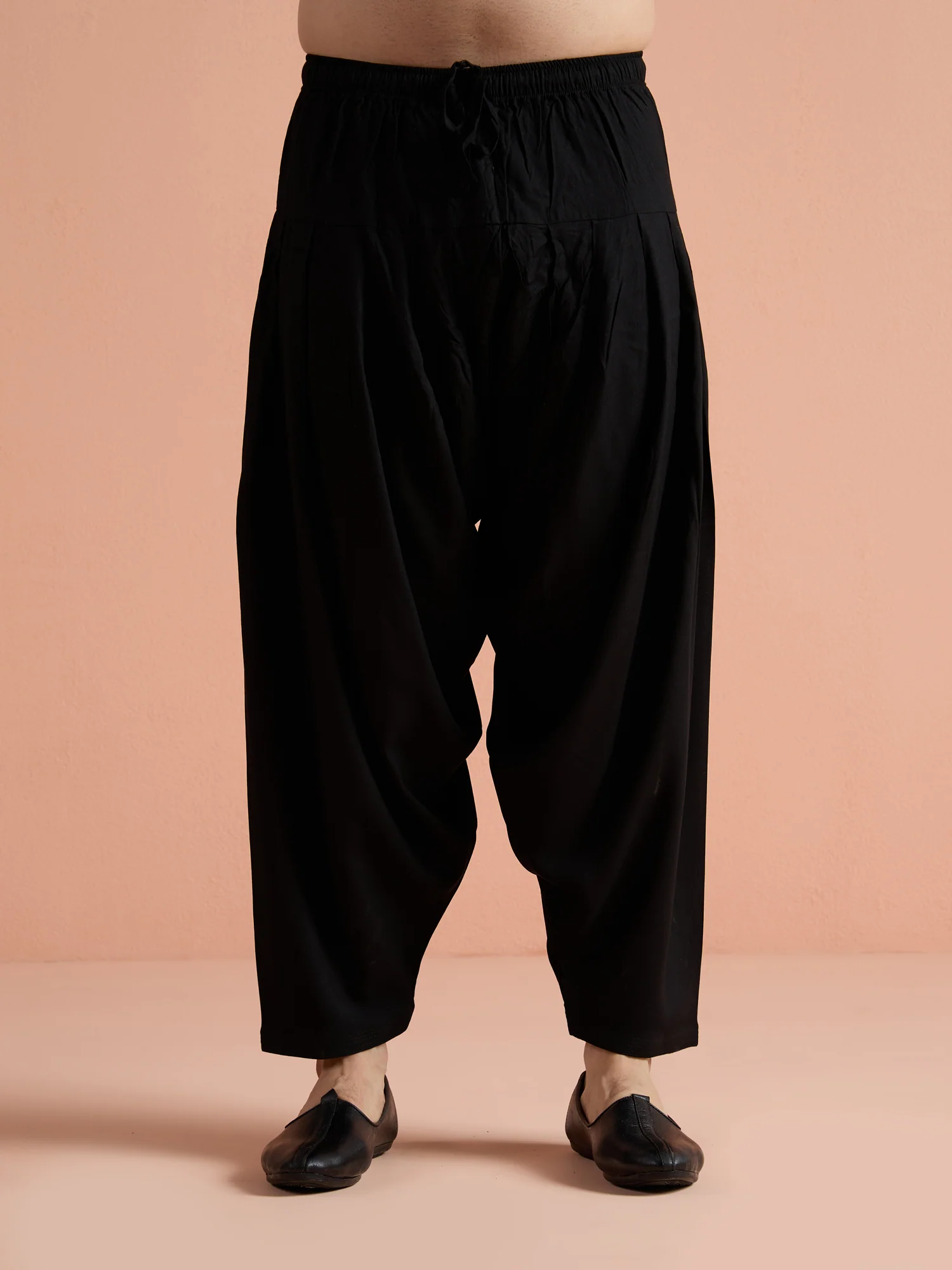 Black Denim Solid Pathani Kurta Patiyala Set - Image 7