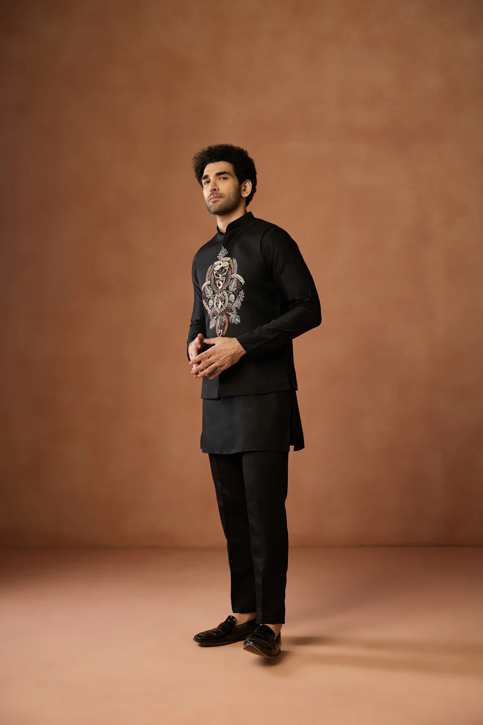 Black Embroidered Mens Jacket - Image 2
