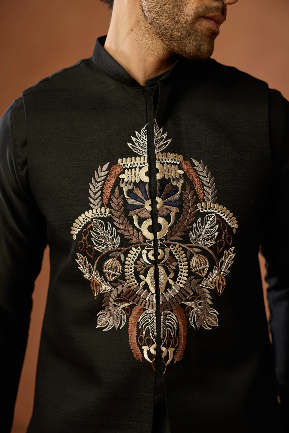 Black Embroidered Mens Jacket - Image 5