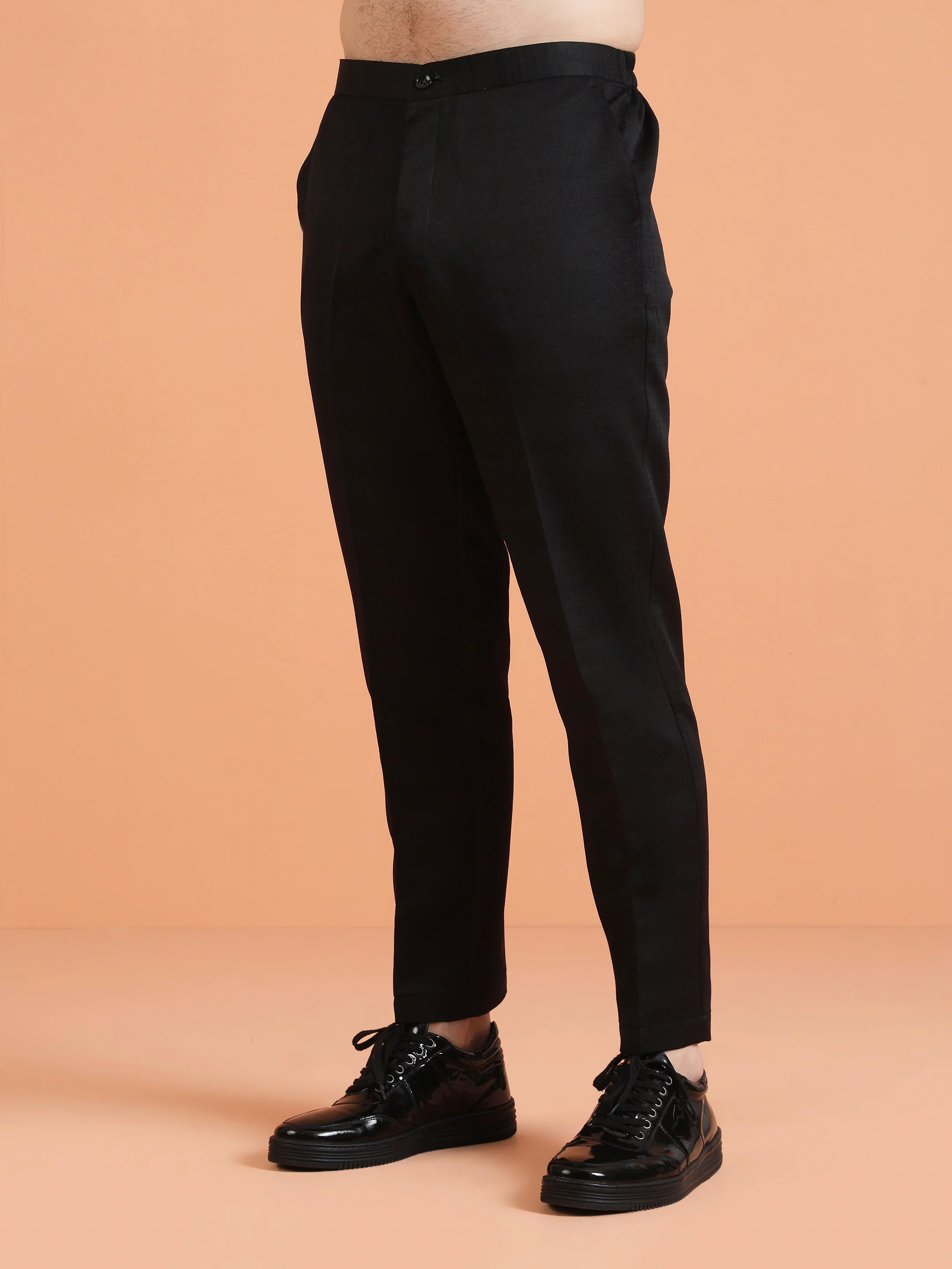 Black Embroidered Kurta Jacket Trouser Set - Image 6