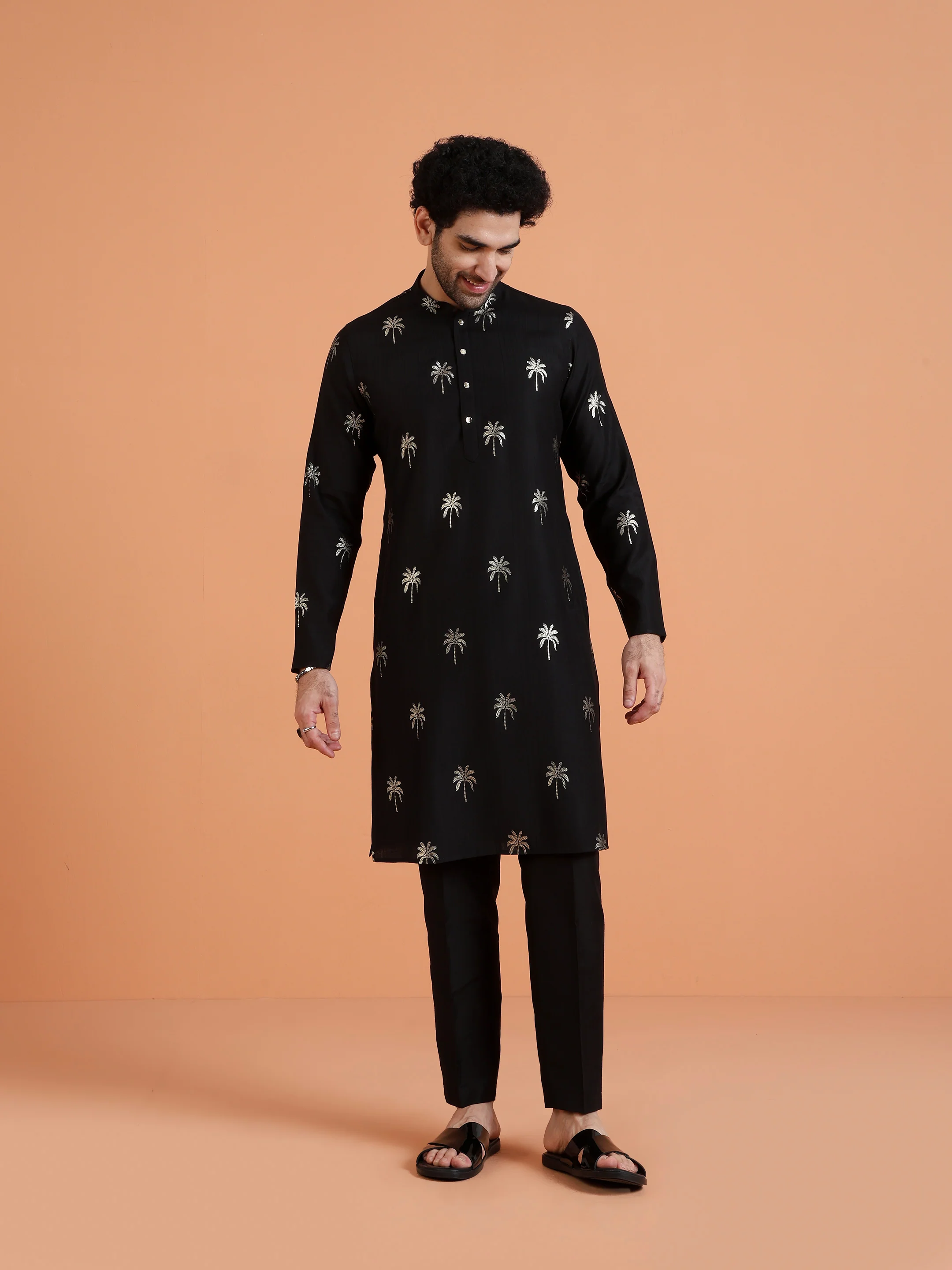 Black Embroidered Kurta- Festive Ethnic Wear - Image 3