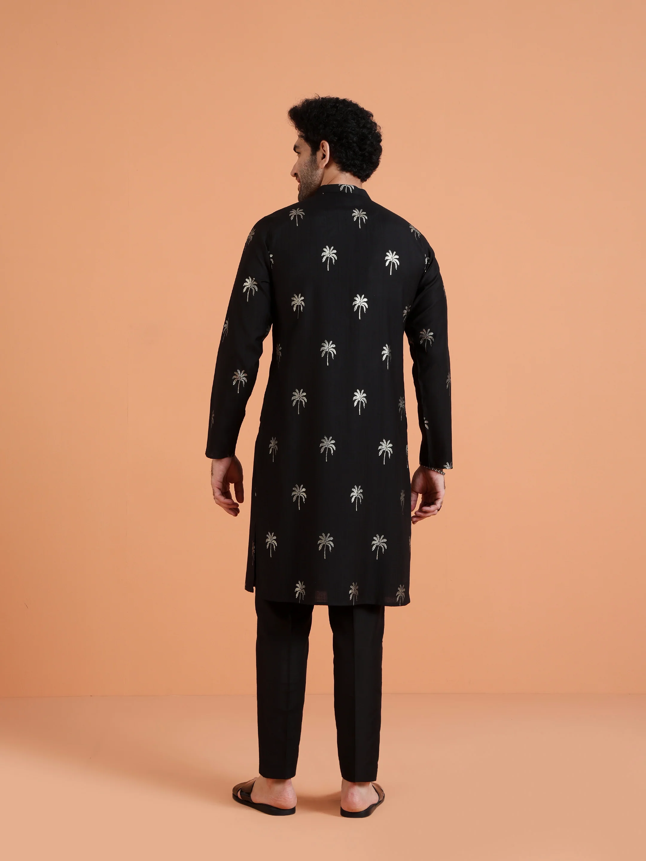 Black Embroidered Kurta- Festive Ethnic Wear - Image 4