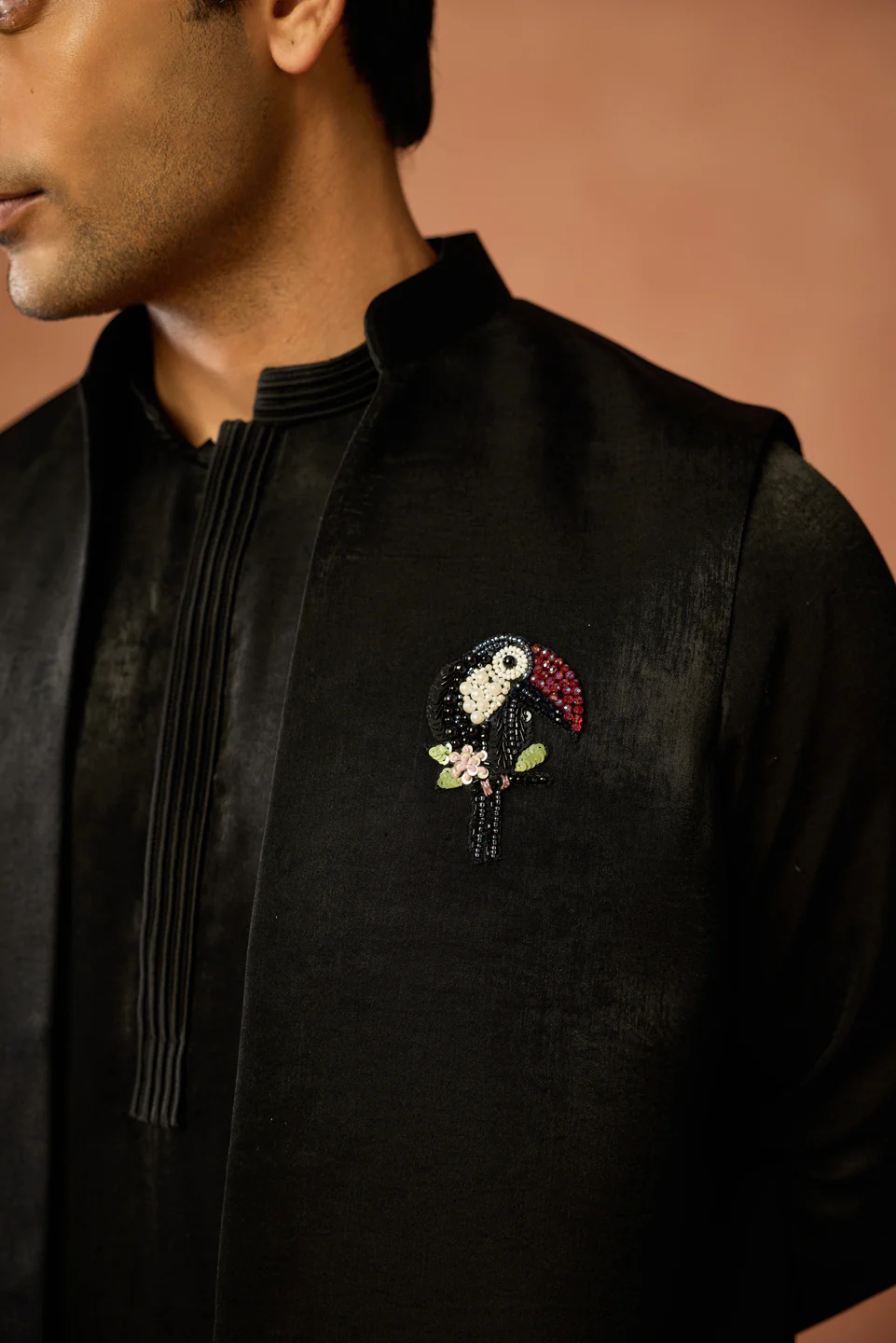 Black Jacket Kurta Trouser Set - Image 5