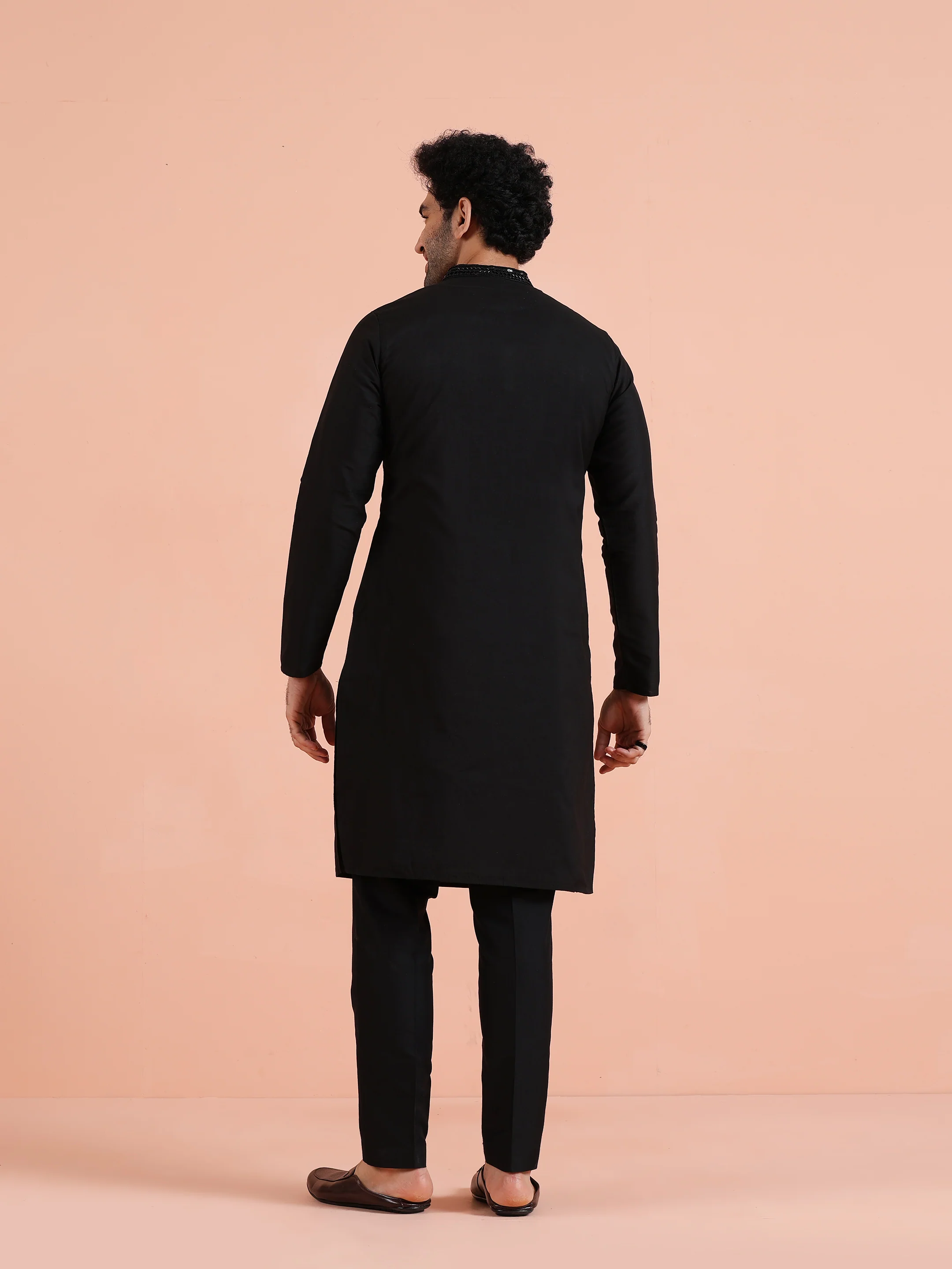 Black Kurta with Bead Embellishments - Image 4