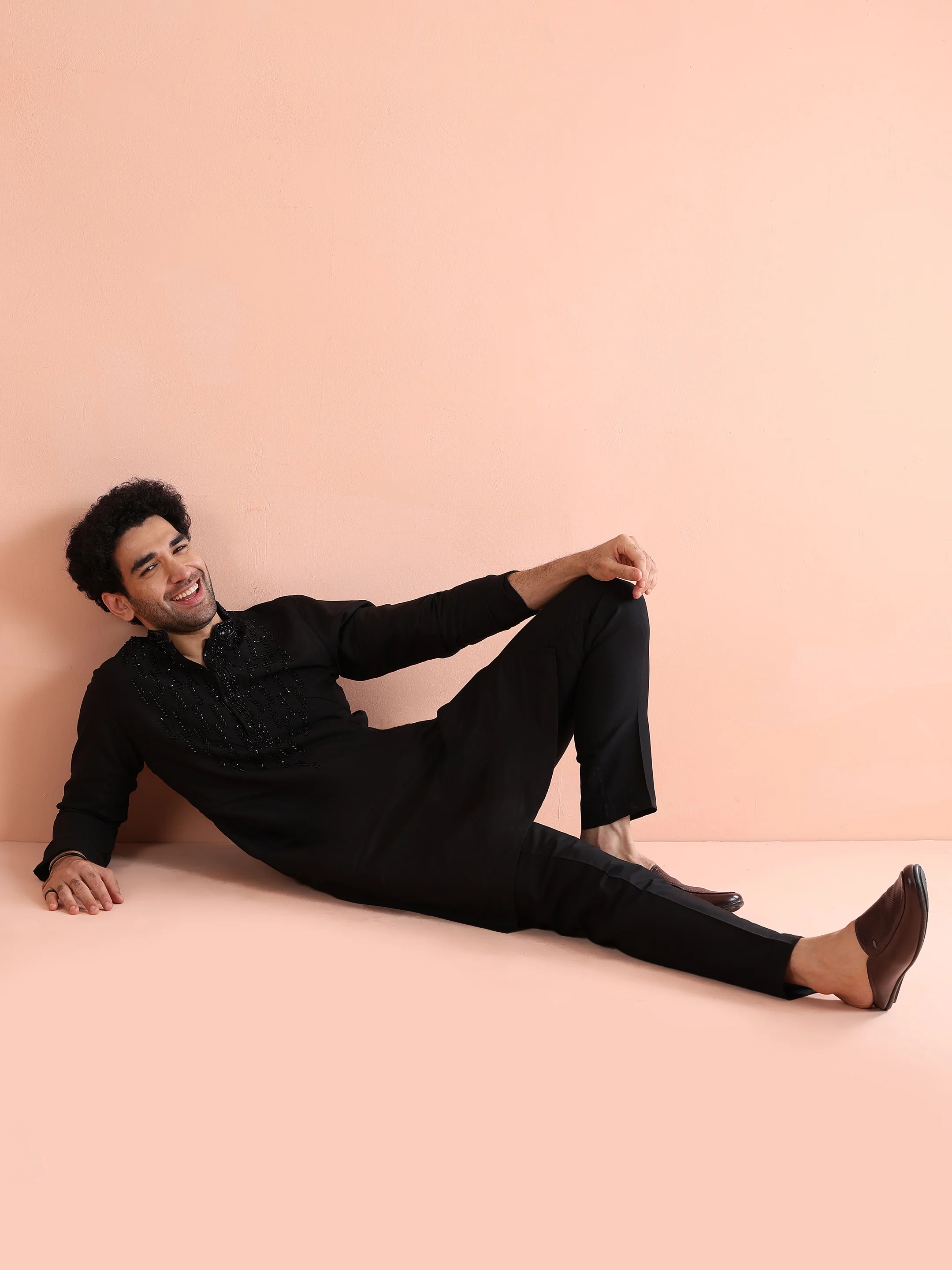 Black Kurta with Bead Embellishments - Image 7