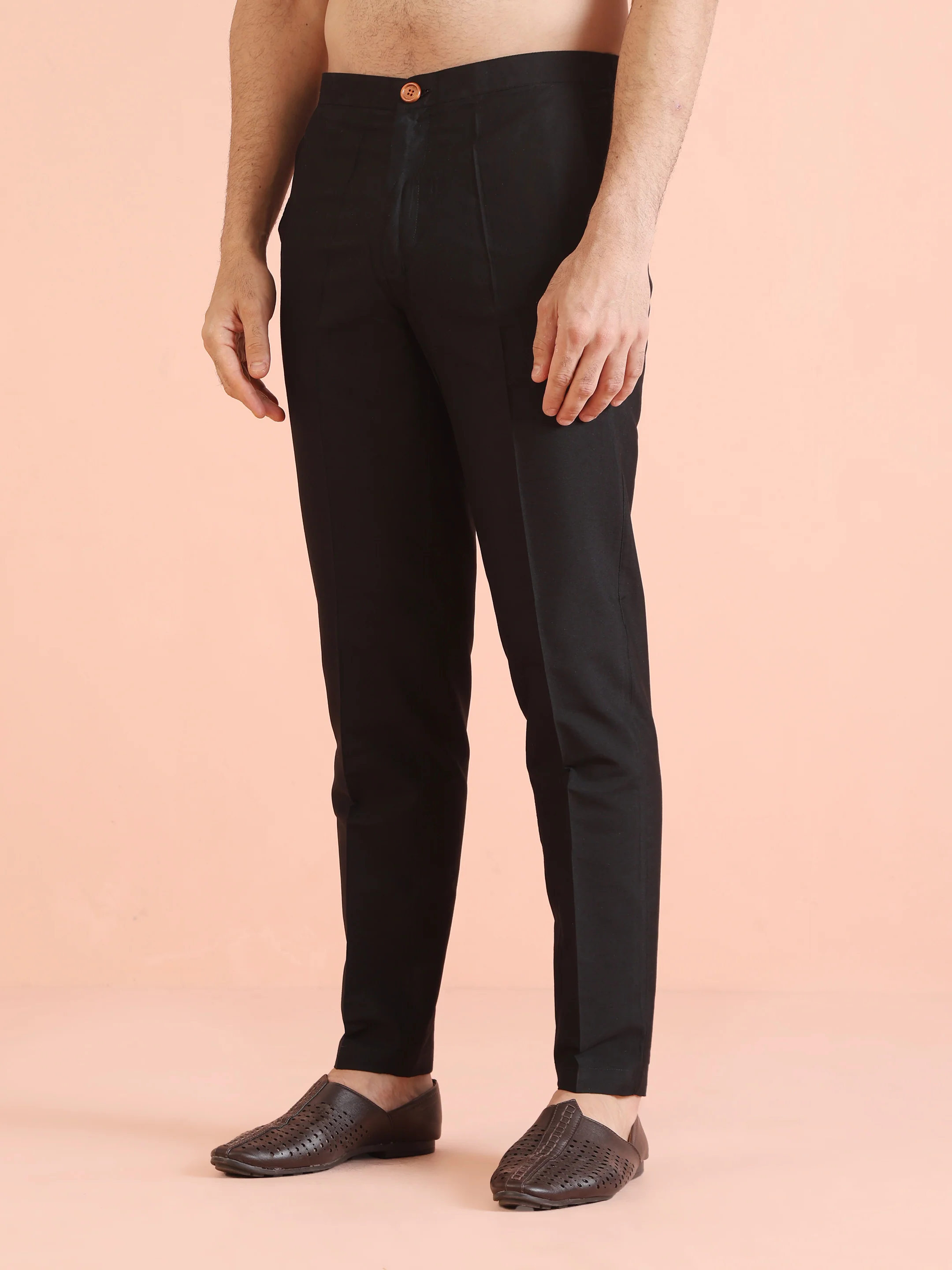 Black Poly Silk Mirror Work Kurta Trouser Set - Image 6
