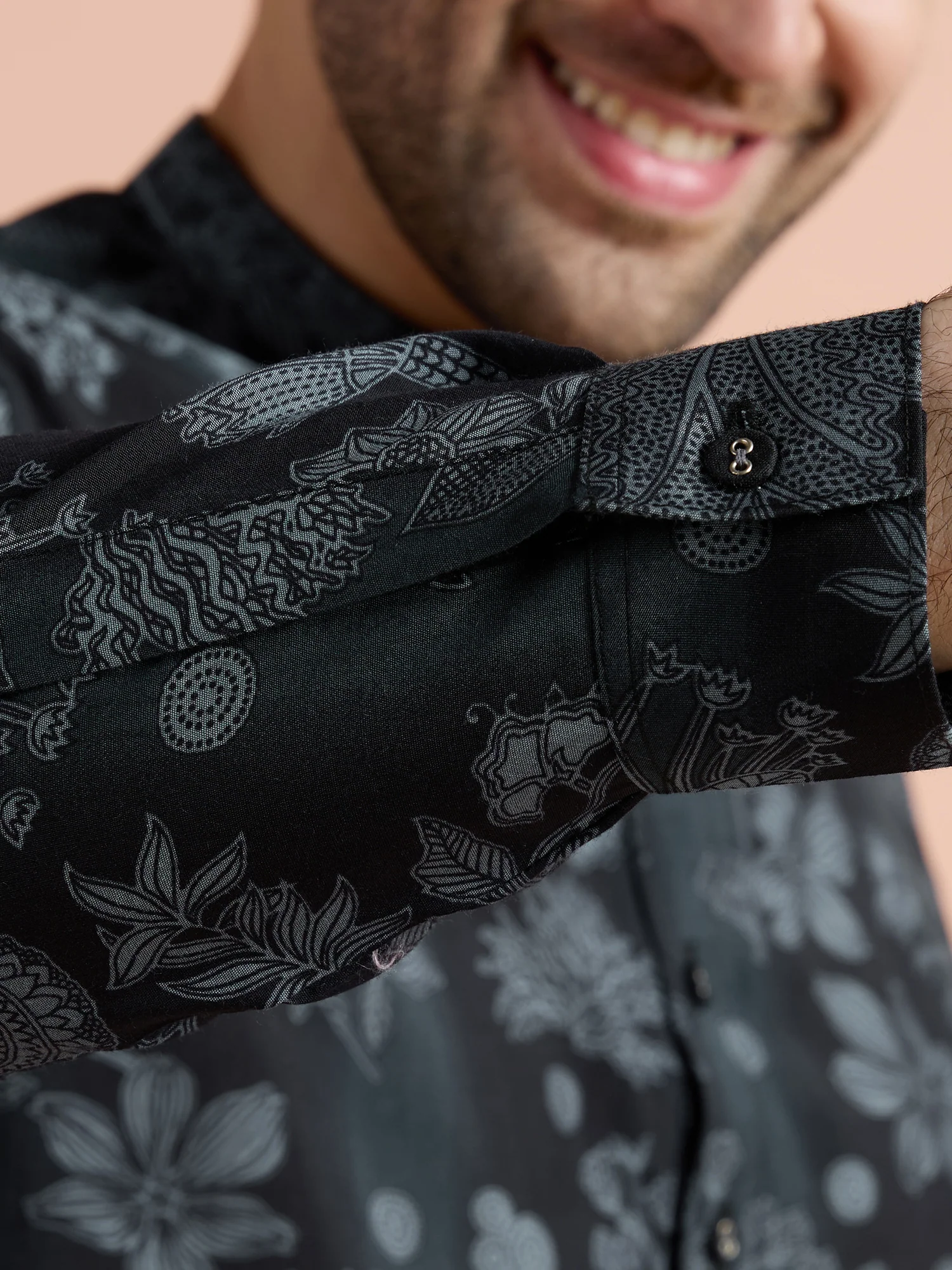 Black Polyviscose Printed Short Kurta - Image 5
