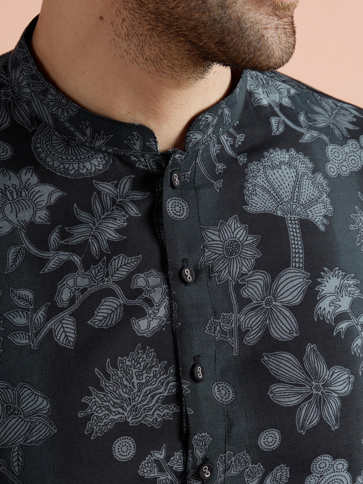 Black Polyviscose Printed Short Kurta - Image 6