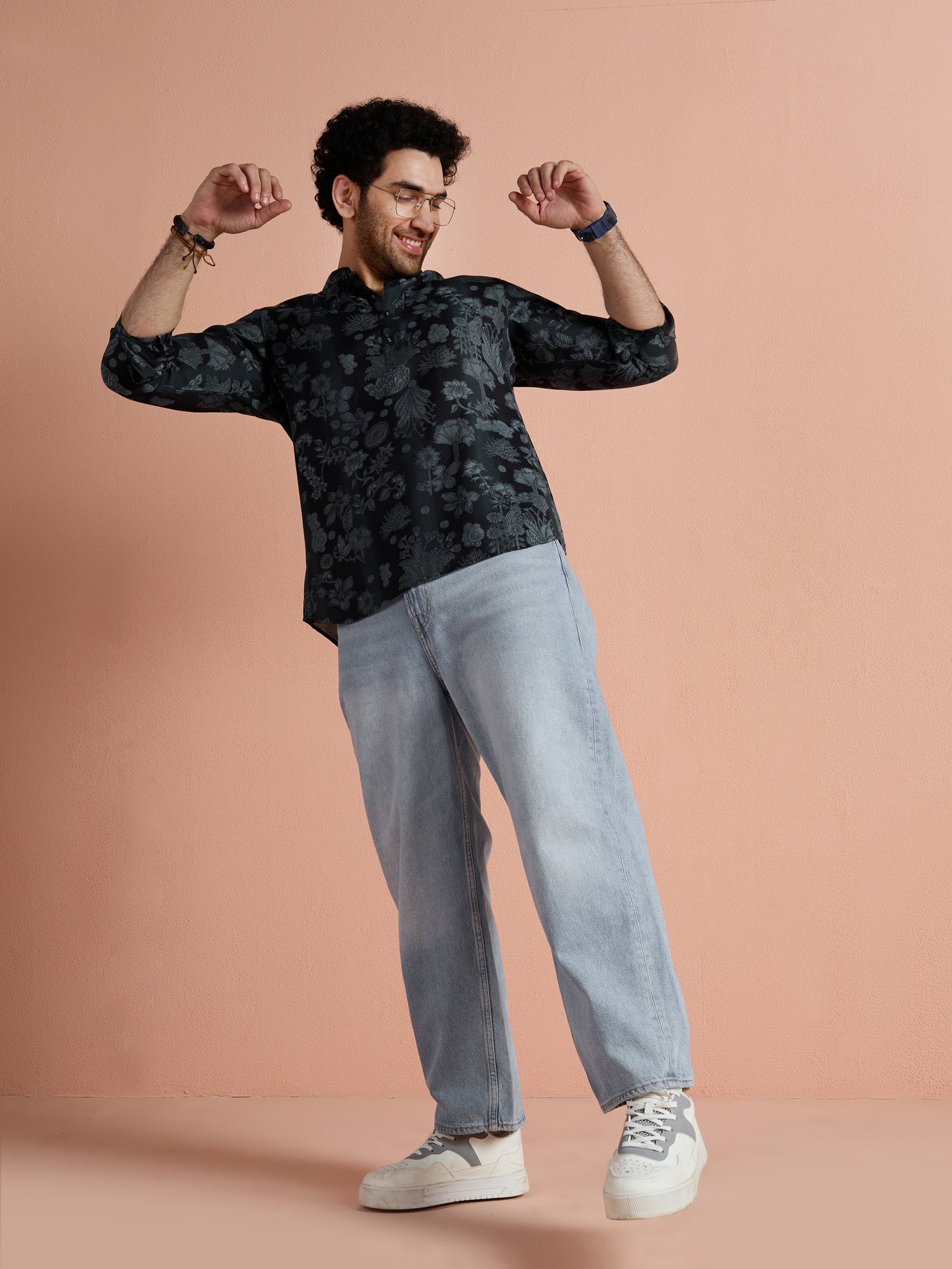 Black Polyviscose Printed Short Kurta - Image 8