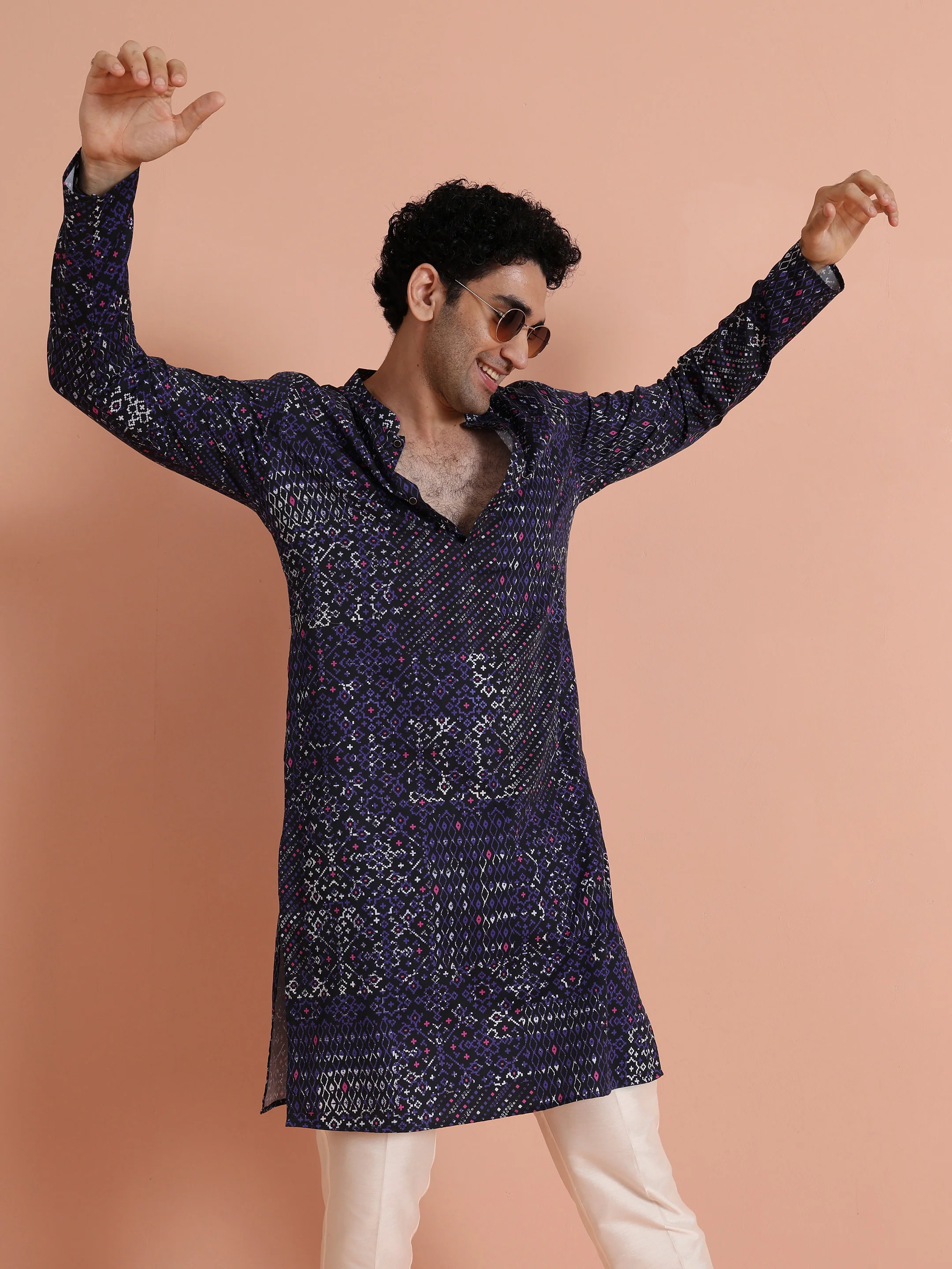 Black Printed Cotton Kurta Trouser - Image 9