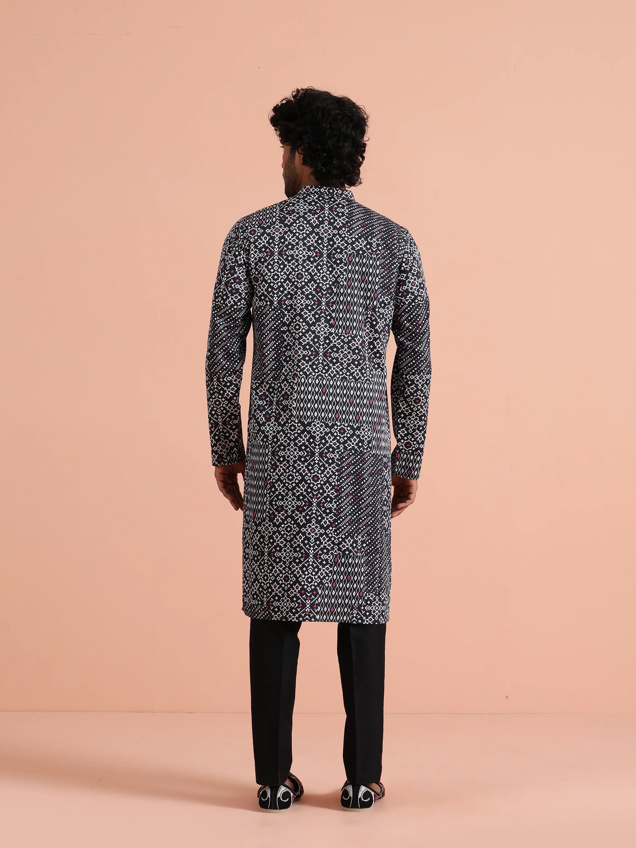 Black Printed Cotton Kurta Trouser - Image 4