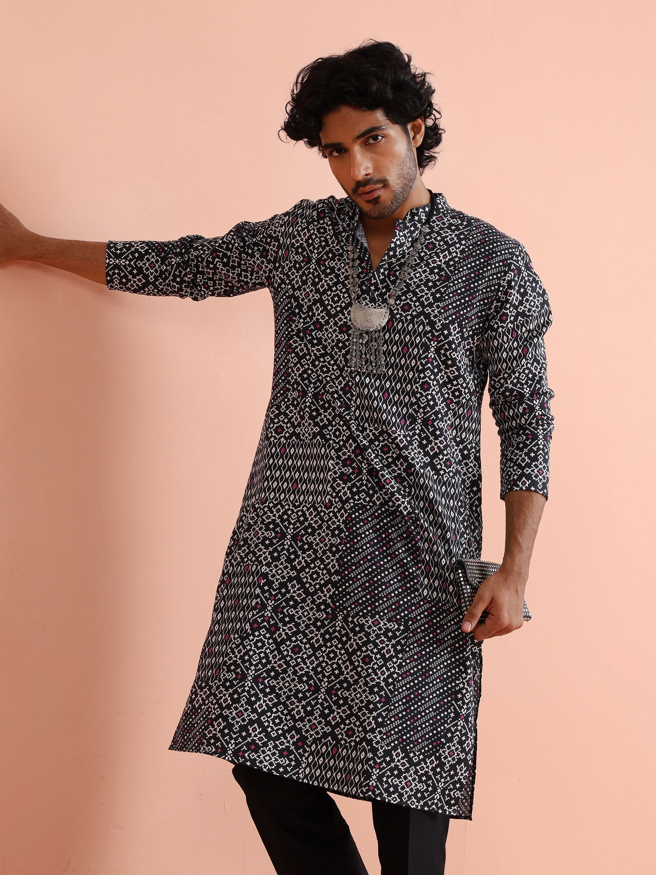 Black Printed Cotton Kurta Trouser - Image 6