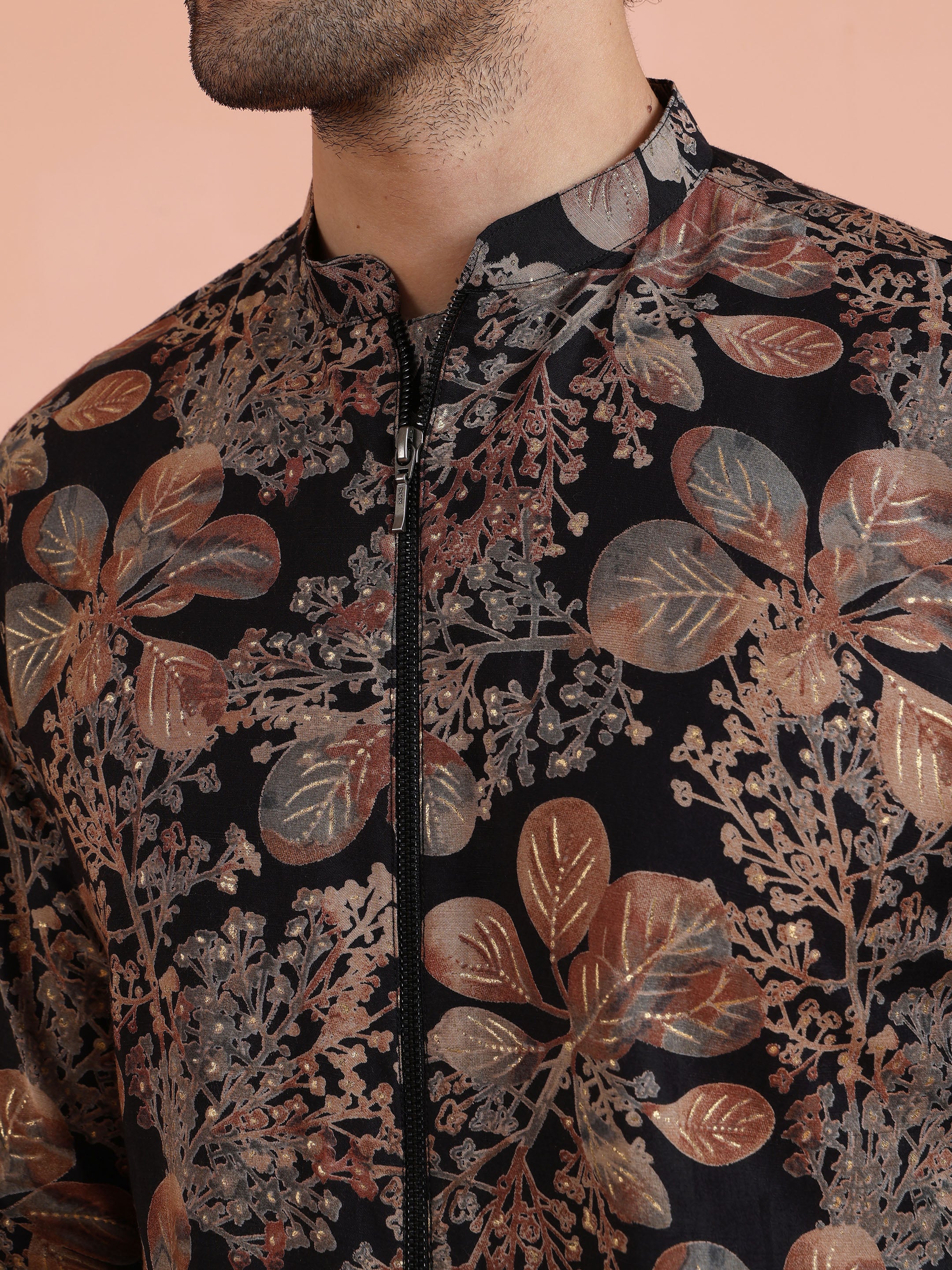 Black Printed Cotton Kurta Trouser Set - Image 5