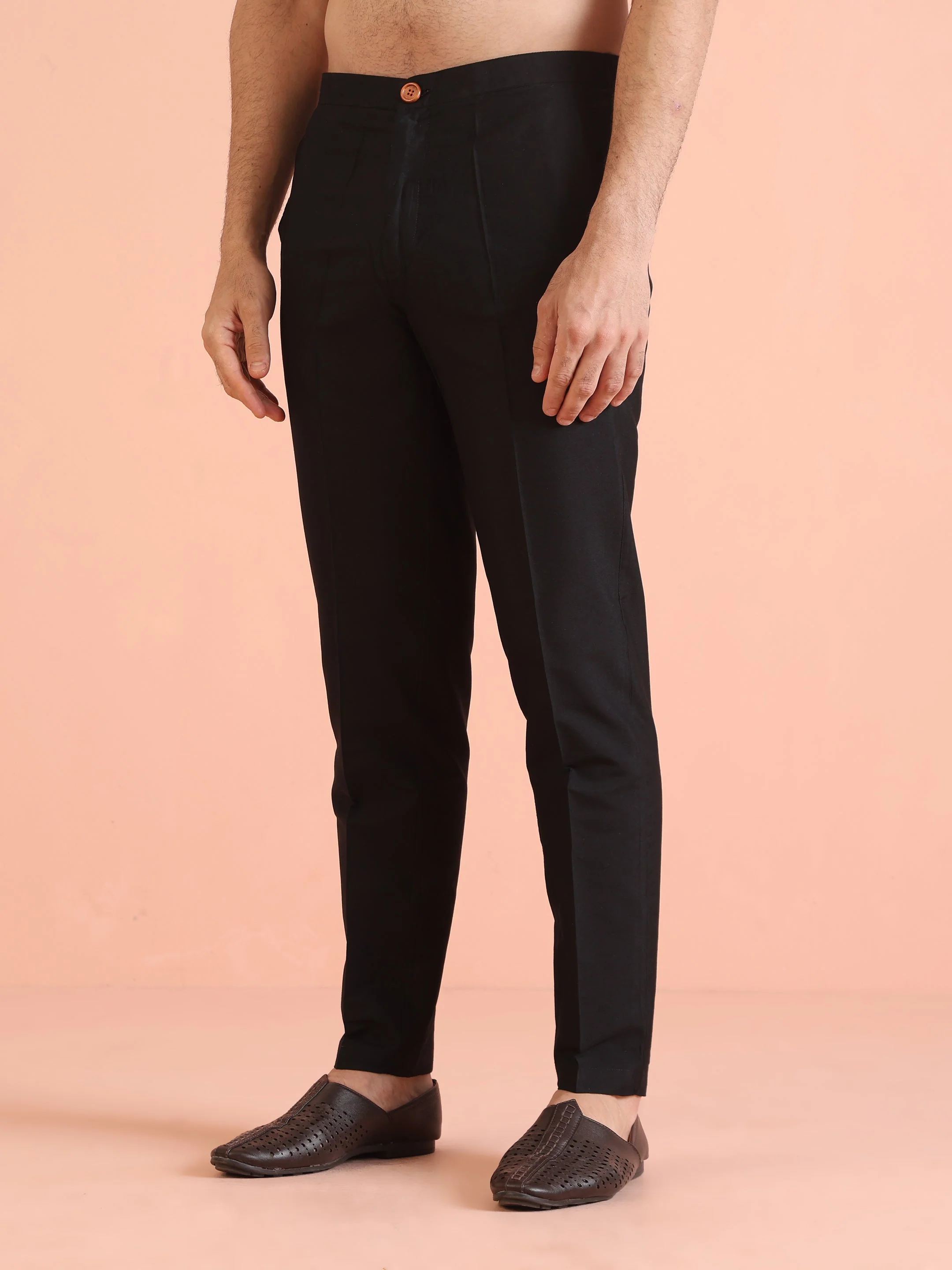 Black Printed Cotton Silk Kurta Trouser Set - Image 5