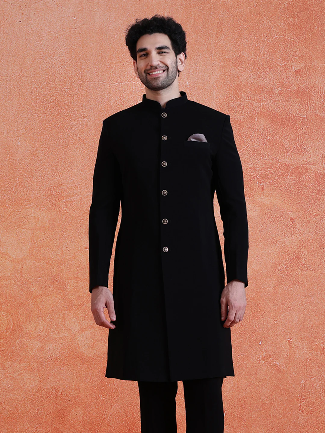 Black Silk Blend Jacquard Kurta Trouser Set With Dupatta - Image 10