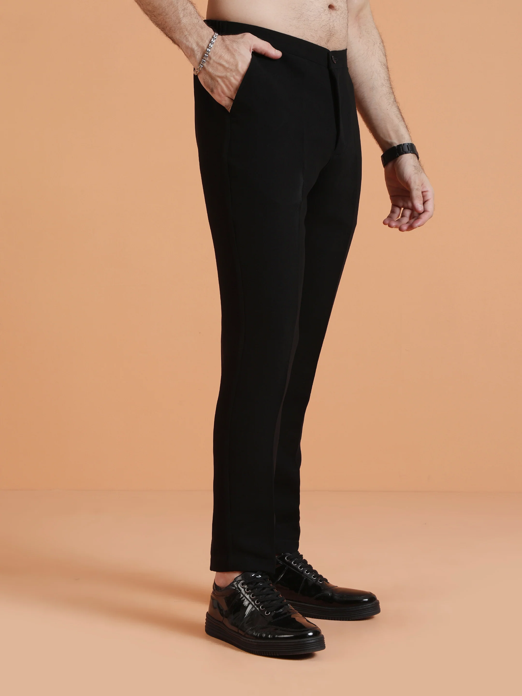 Black TR Suiting Solid Trouser - Image 3