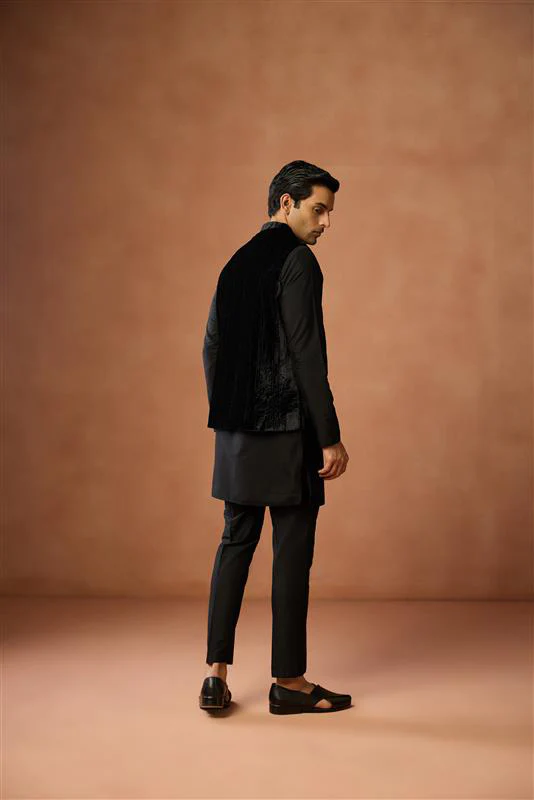 Black Velvet Crushed Jacket - Image 4