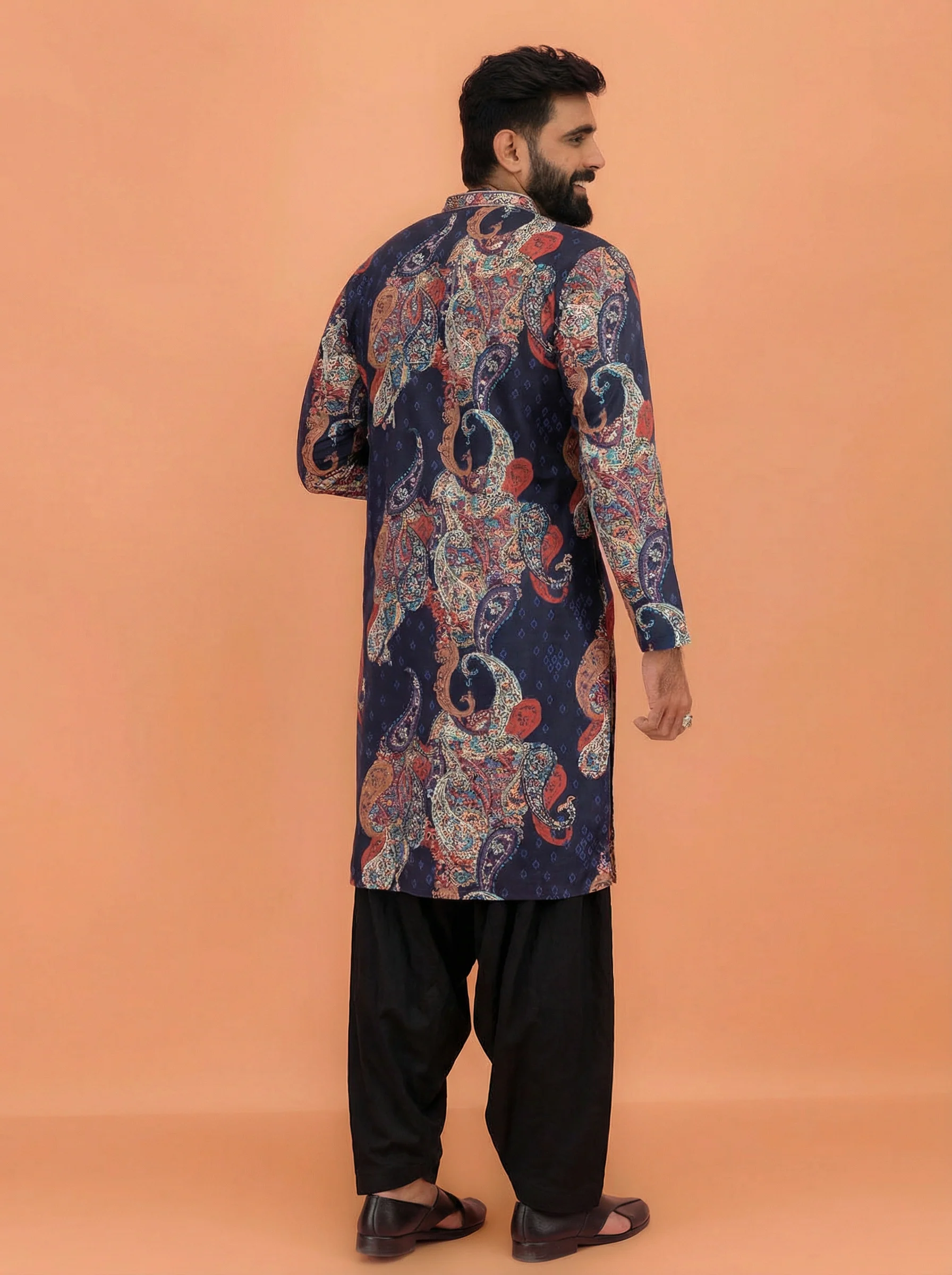 Blue Cotton Blend Printed Kurta Patiyala Set - Image 4