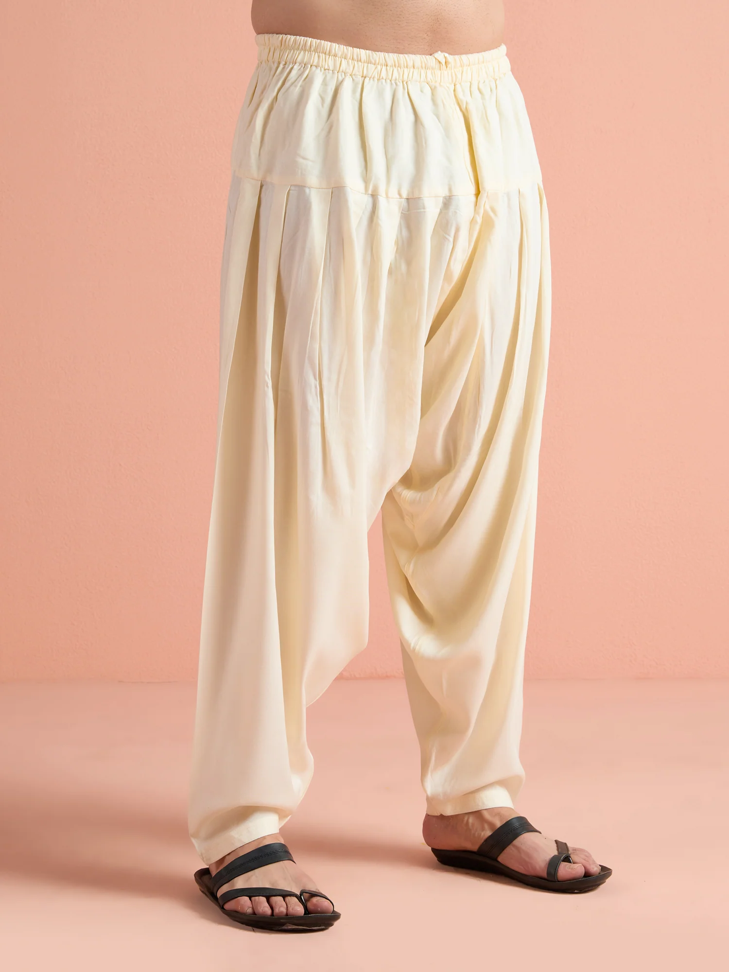 Blue Cotton Jacquard Pathani Kurta Patiyala Set - Image 6