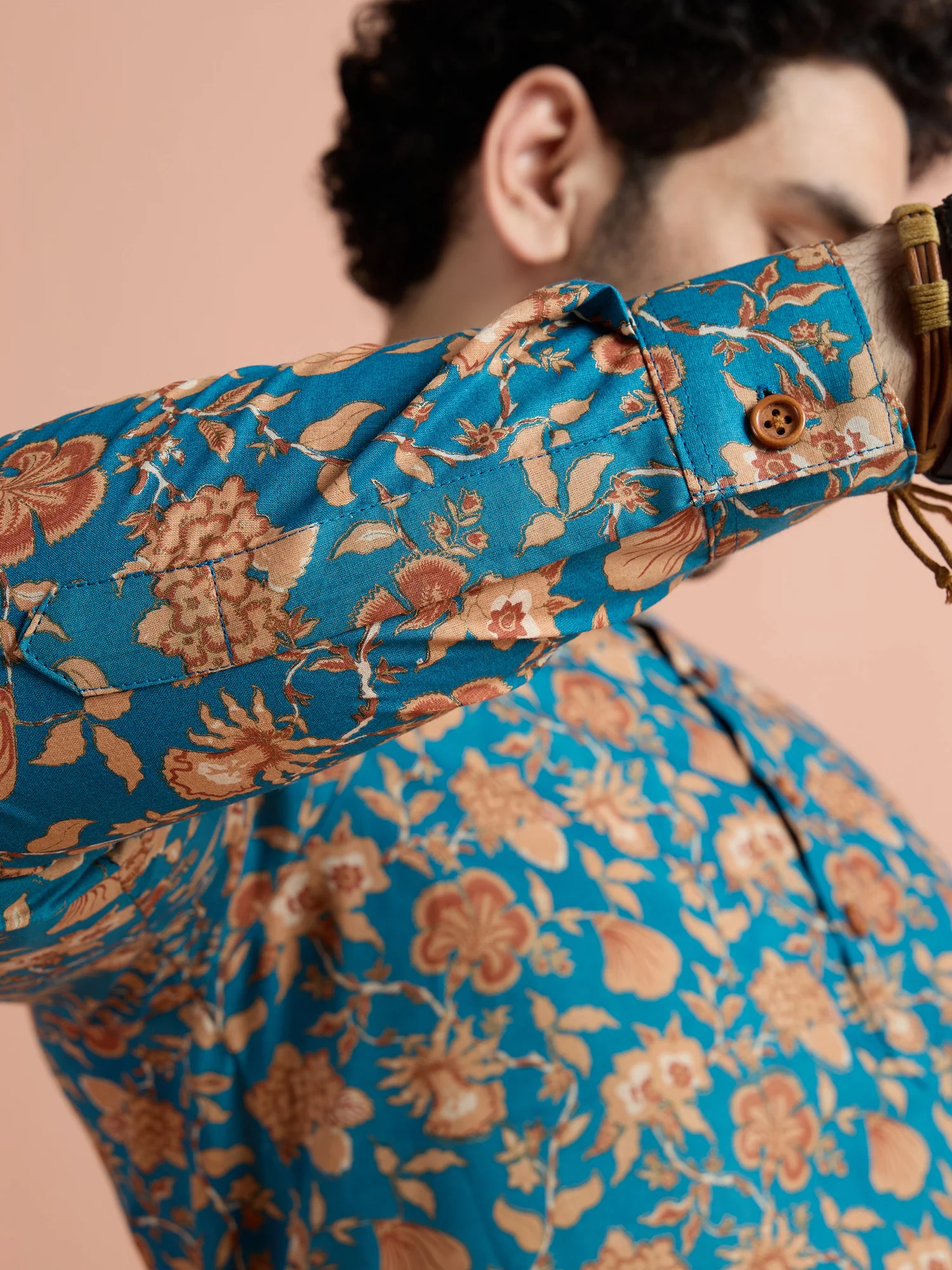 Blue Cotton Printed Short Kurta - Image 5