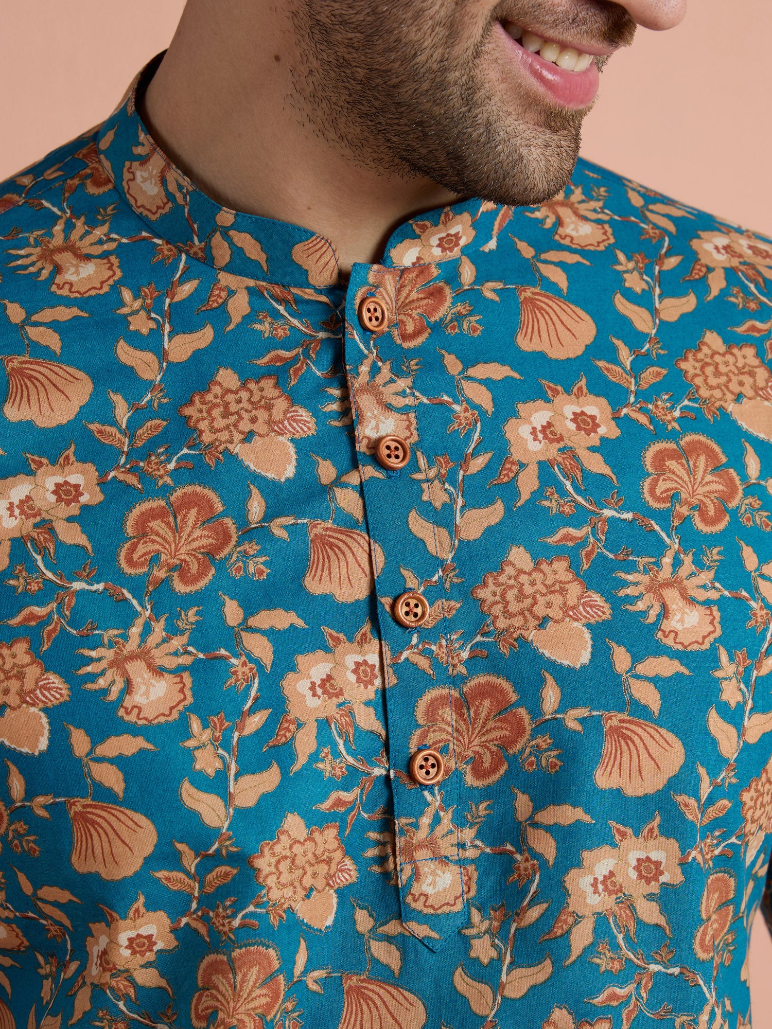 Blue Cotton Printed Short Kurta - Image 6