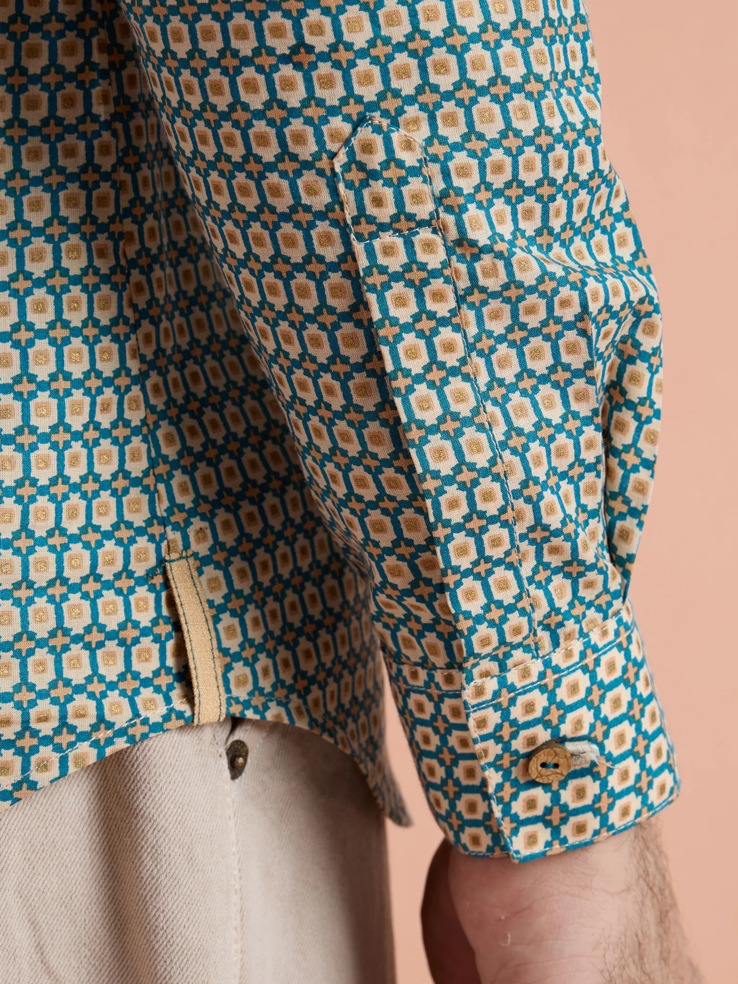 Blue Cotton Printed Short Kurta - Image 5