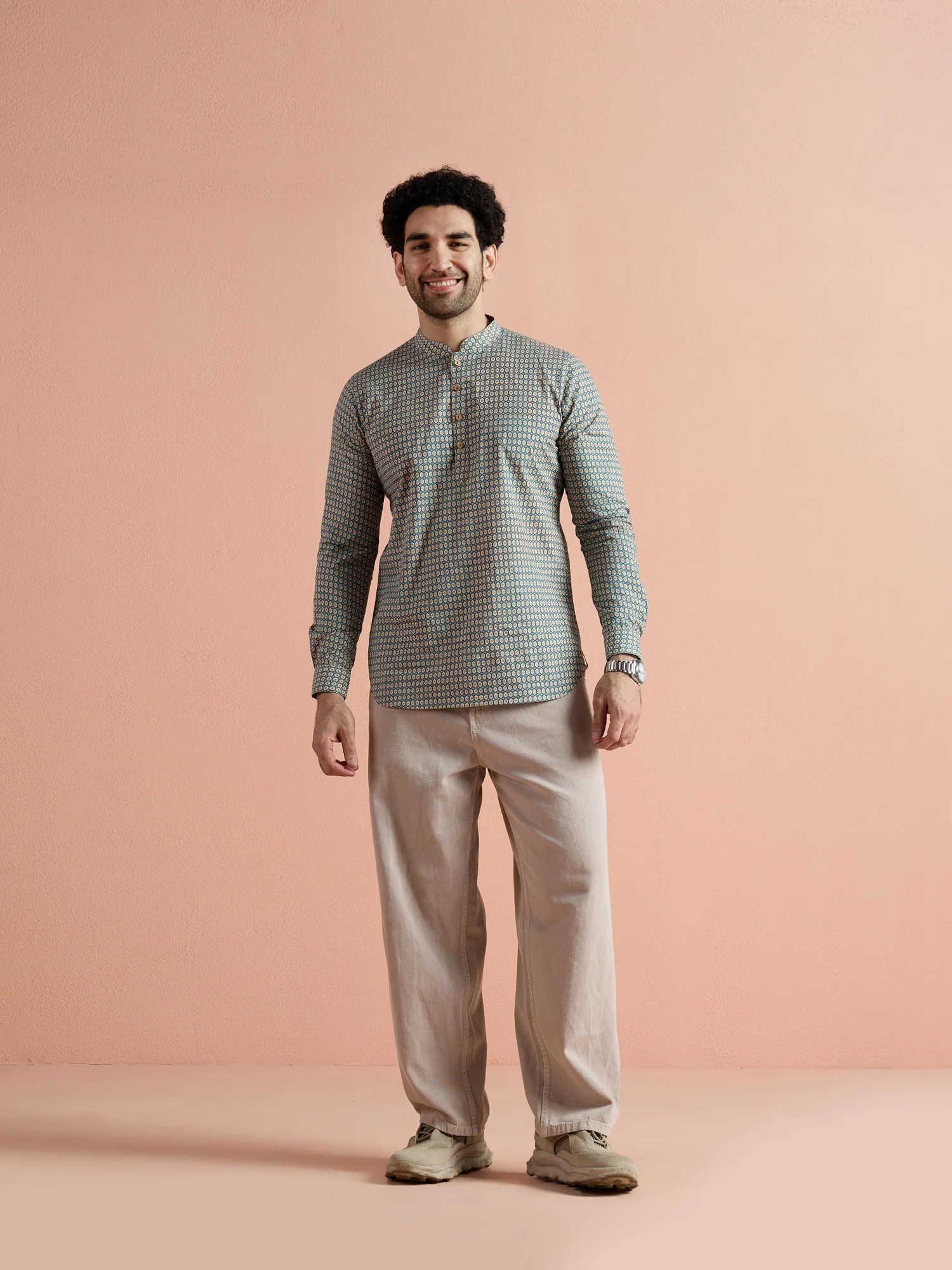 Blue Cotton Printed Short Kurta - Image 8