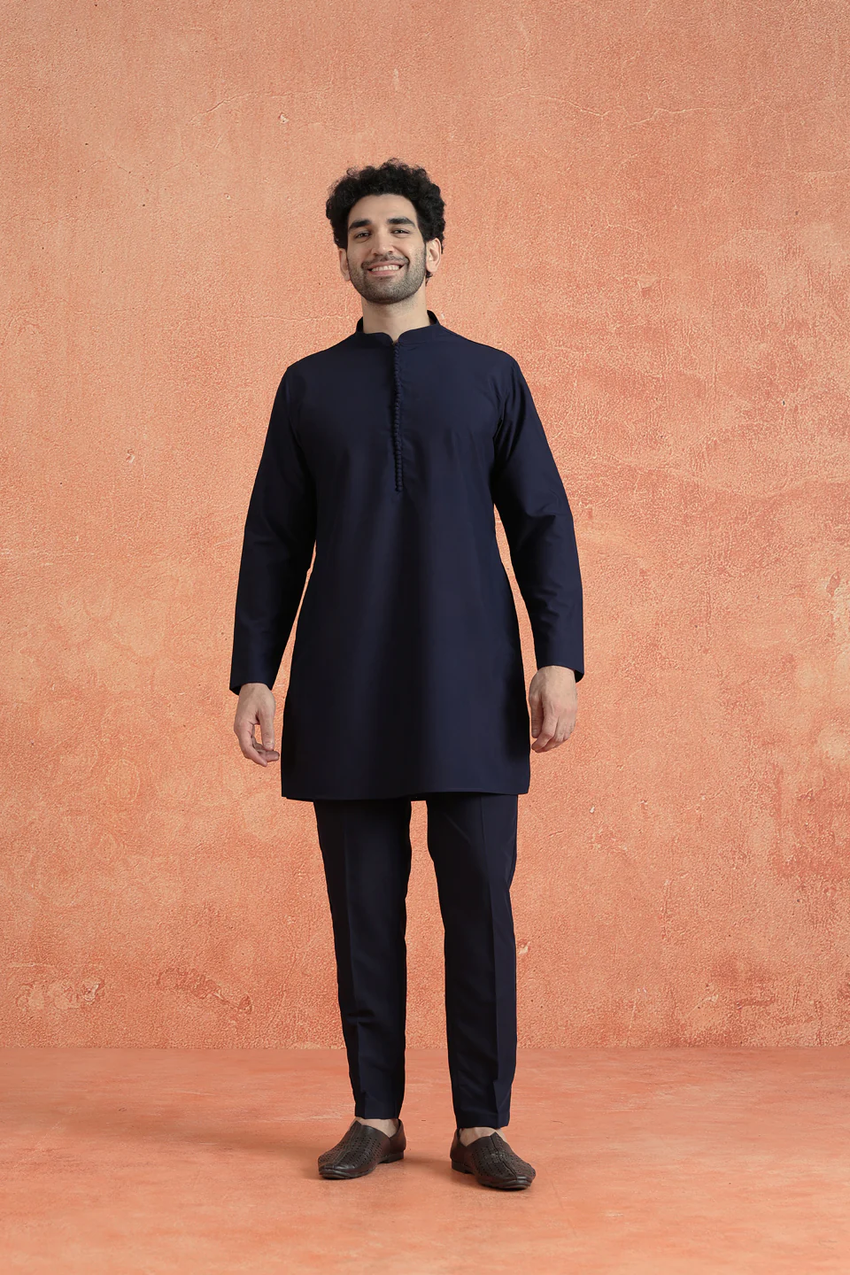 Blue Denim Embellished Mid Kurta Jacket Trouser Set - Image 7