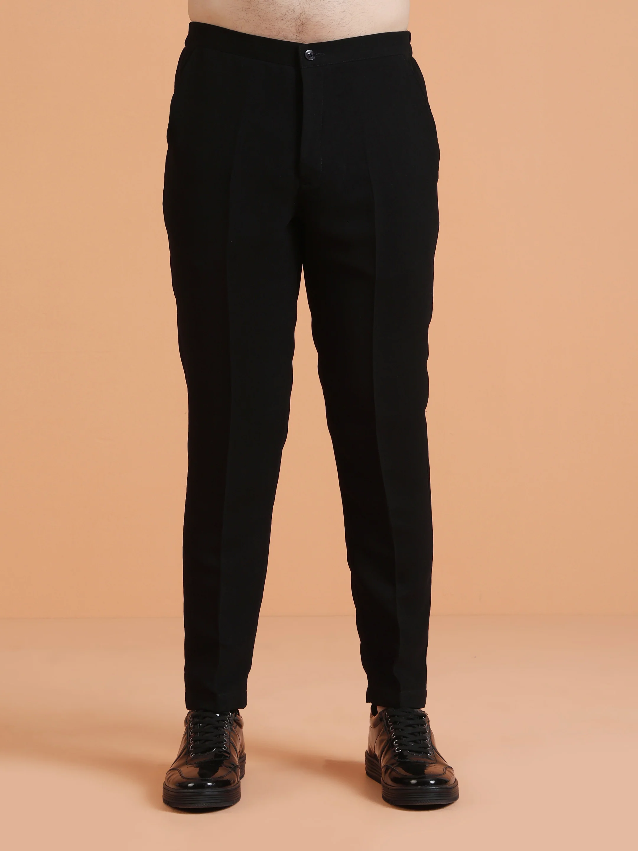 Navy Blue Textured Bandhgala Trouser Set - Image 6