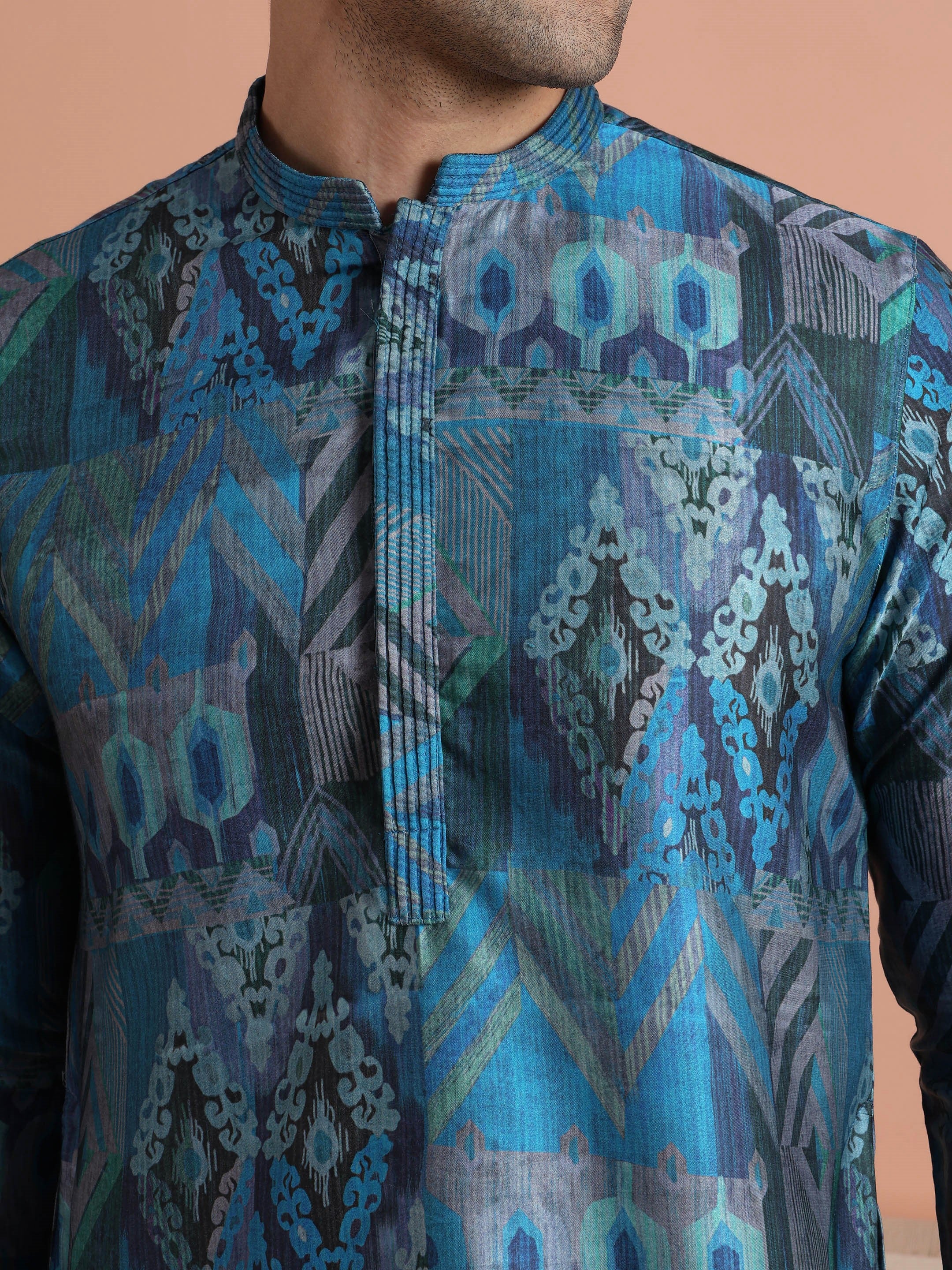 Blue Printed Kurta Trouser - Image 5