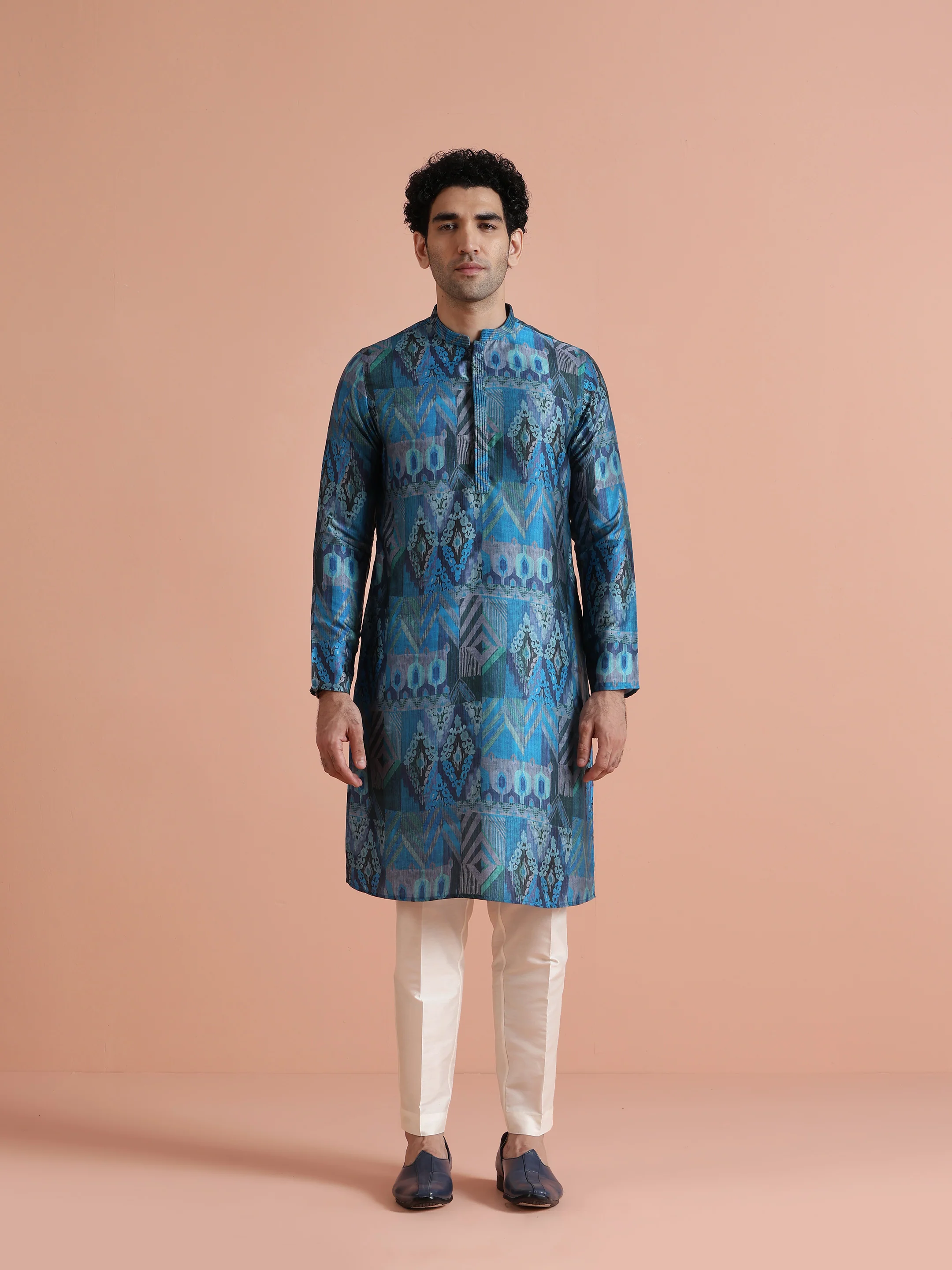 Blue Printed Kurta Trouser - Image 7