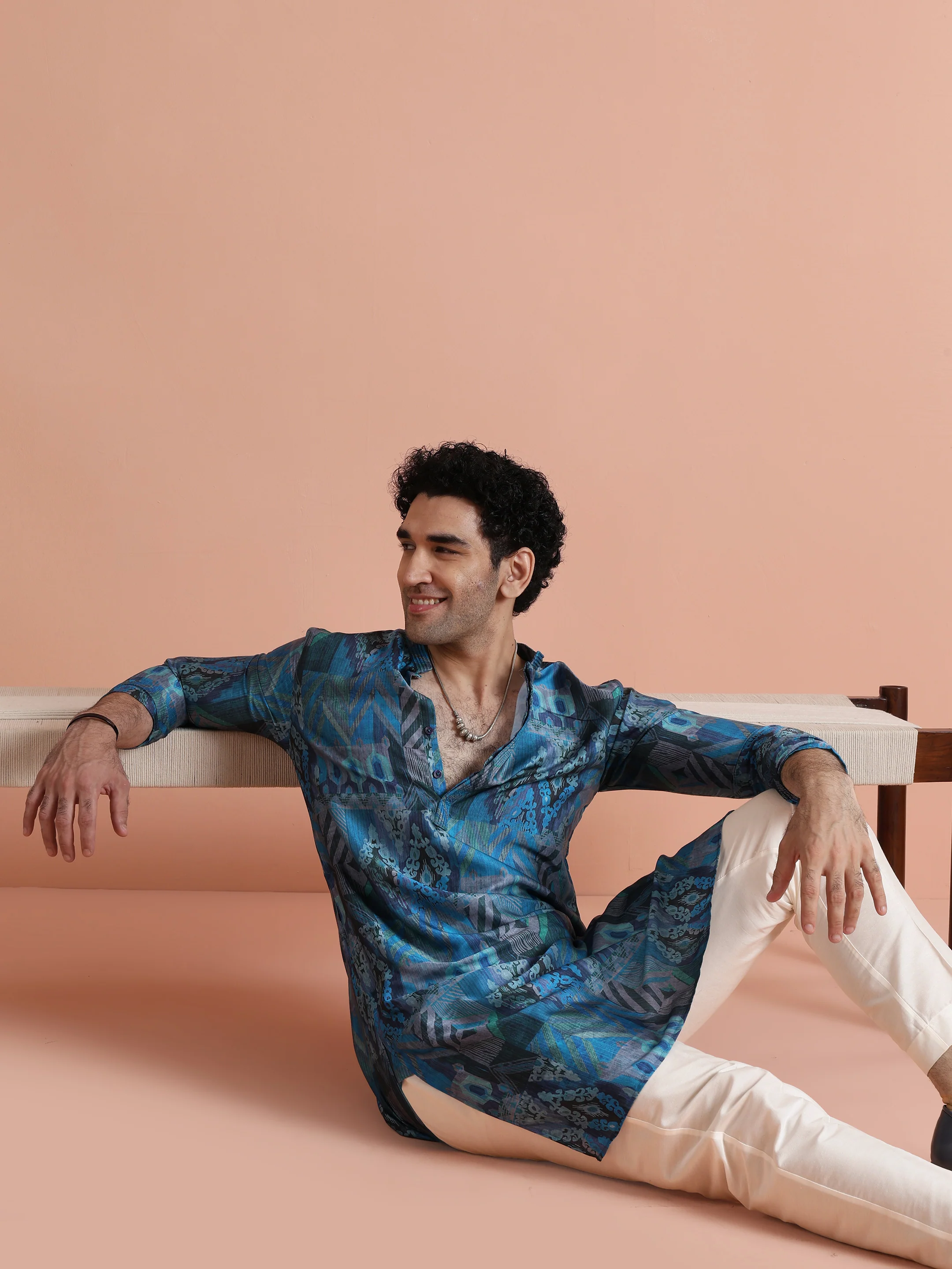 Blue Printed Kurta Trouser - Image 8