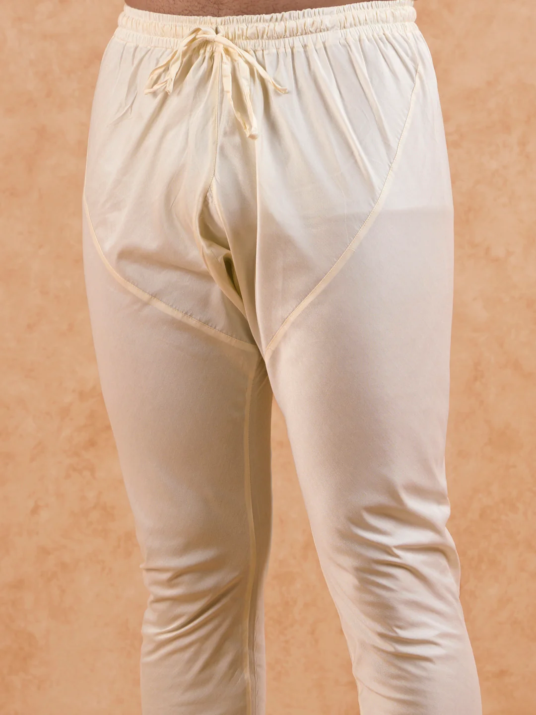 Cream Jacquard Silk Blend Sherwani Churidar Set - Image 6