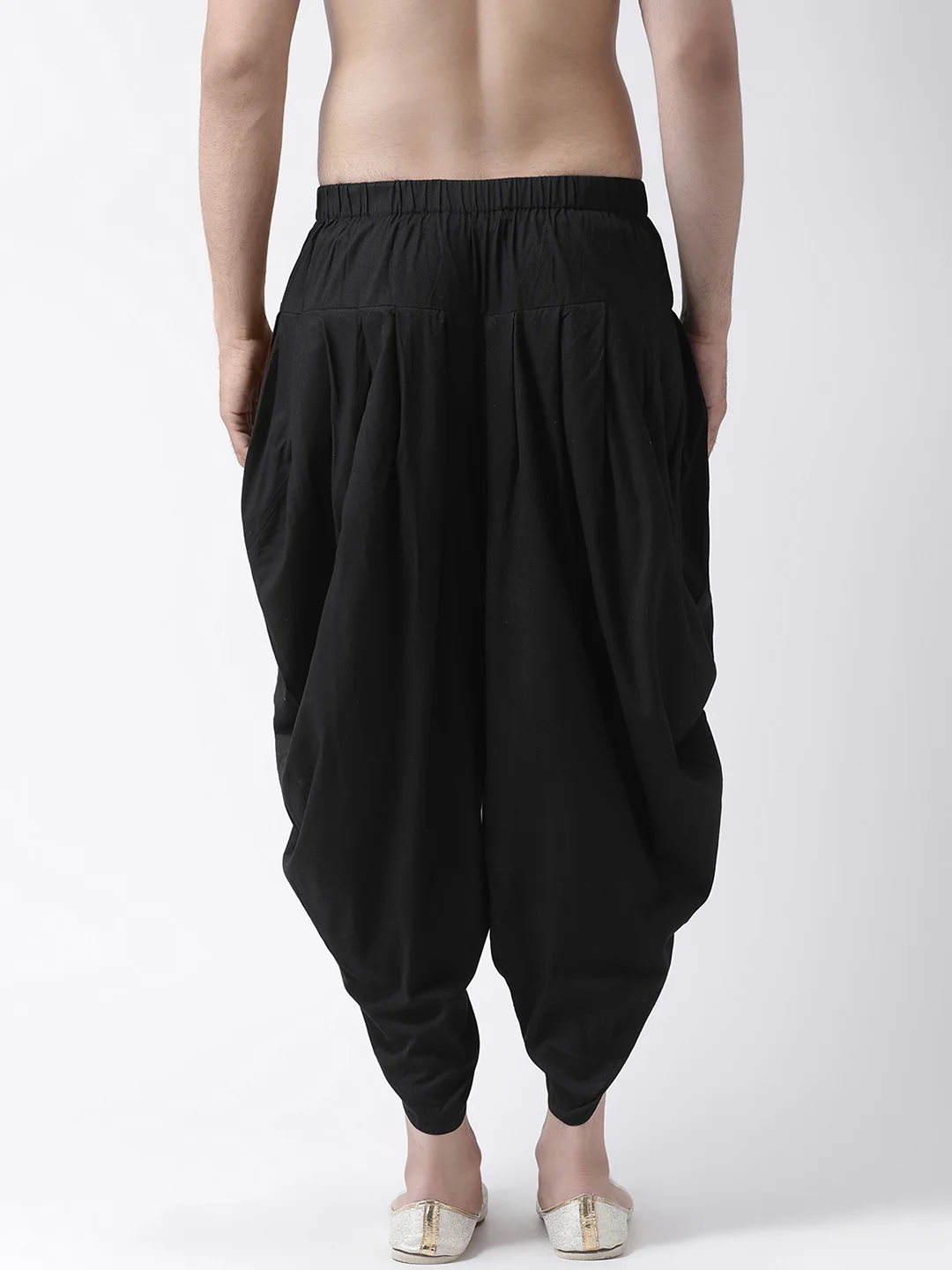 Black Solid Elasticated Dhoti - Image 4