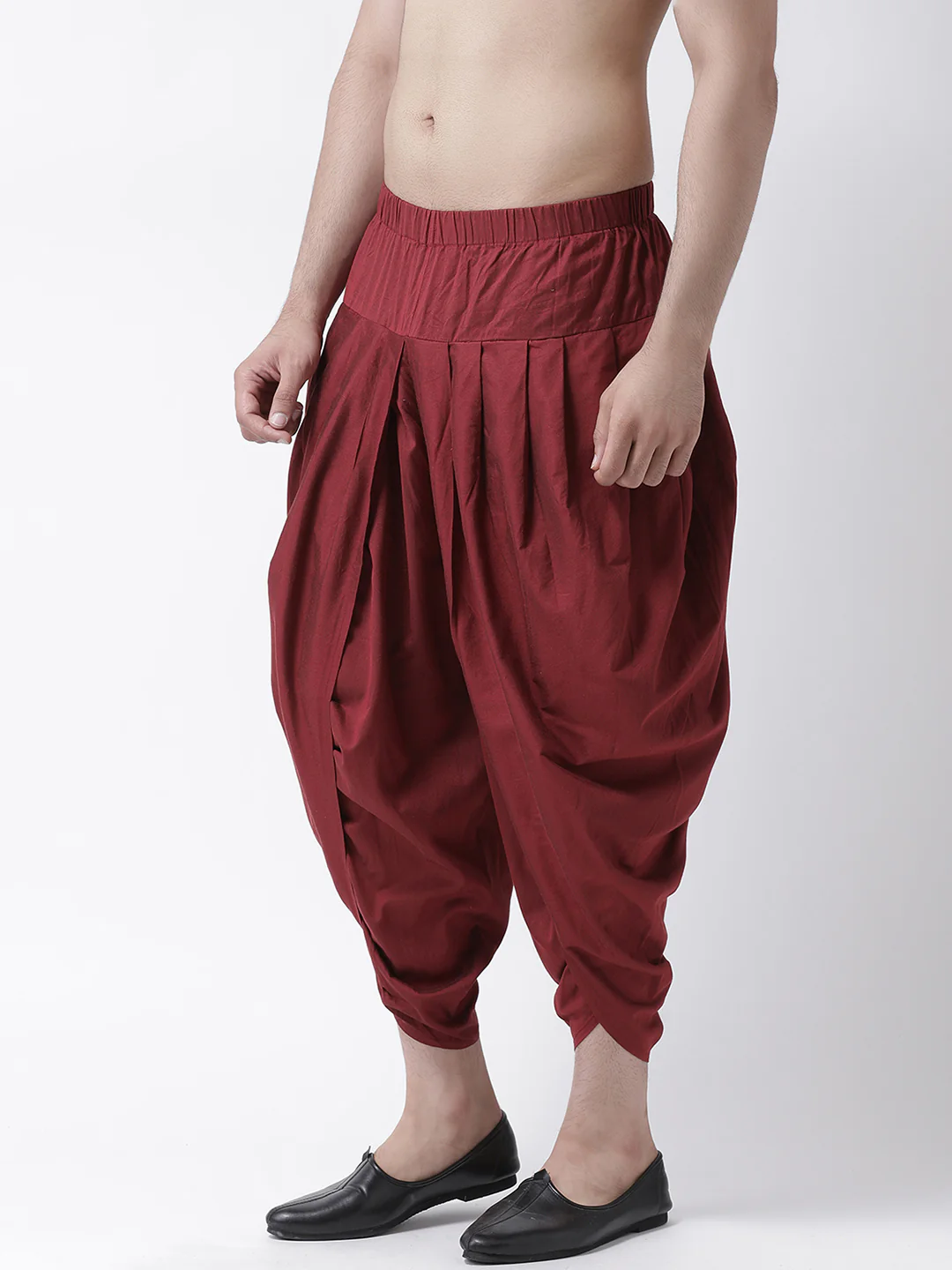 Maroon Solid Elasticated Dhoti - Image 2