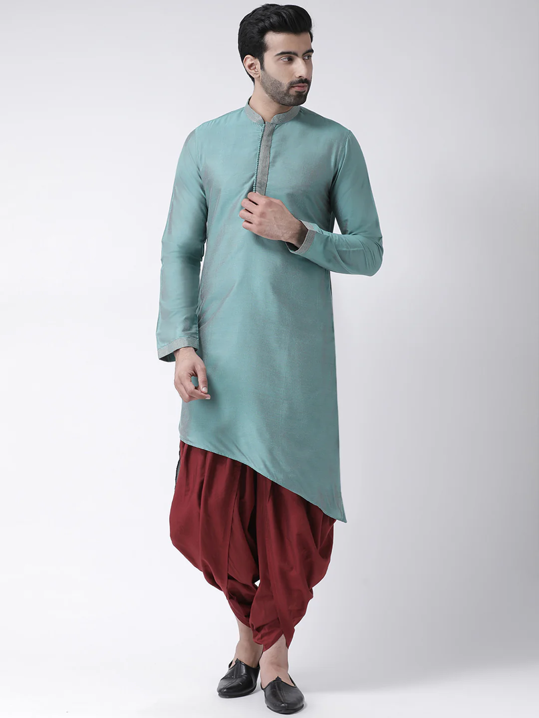 Maroon Solid Elasticated Dhoti - Image 5